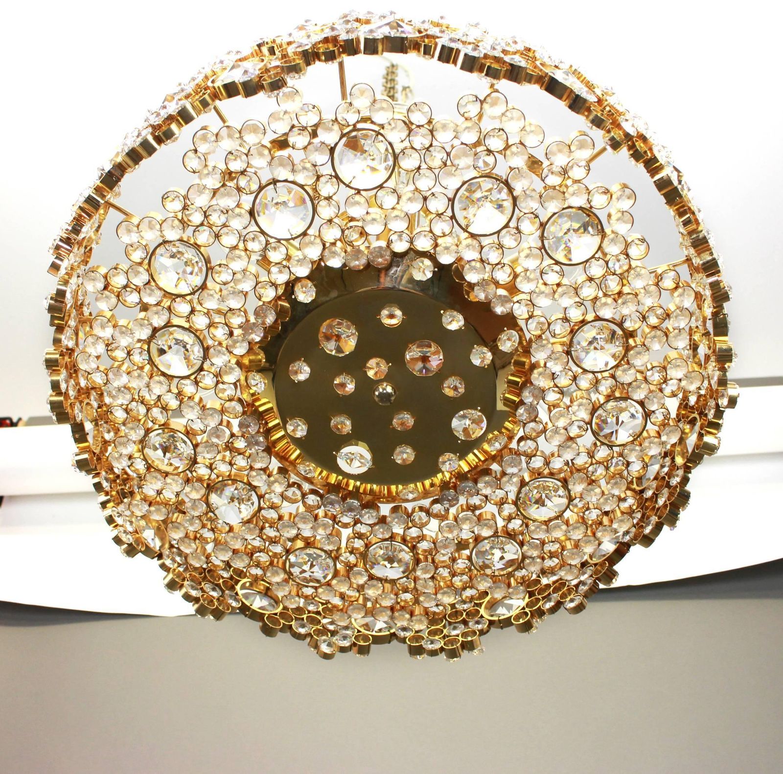 Gilt Brass And Crystal Glass Encrusted Chandeliers By Palwa, Germany, 1970s photo 3267.0