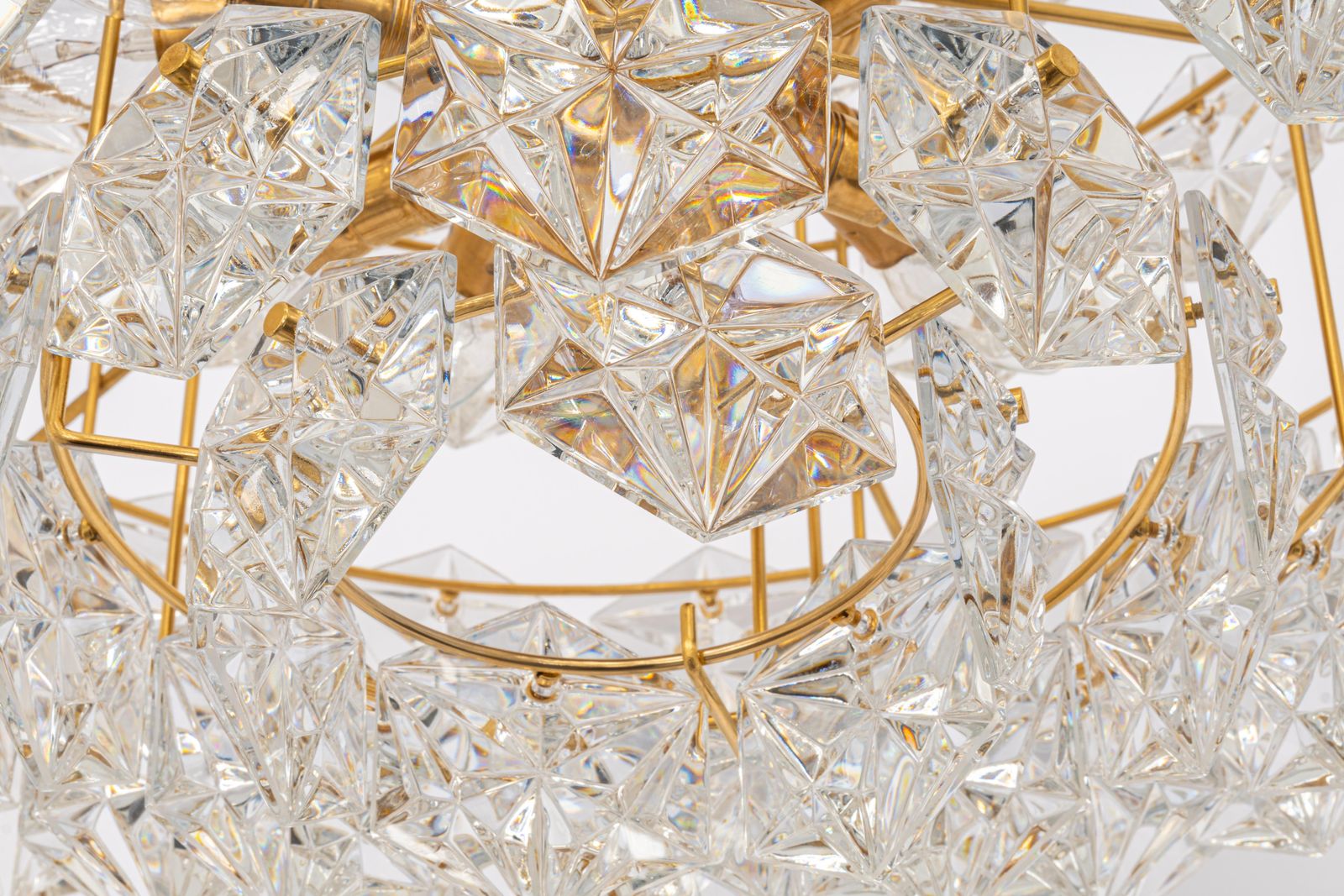 Stunning Huge Chandelier, Brass And Crystal Glass By Kinkeldey, Germany, 1970s photo Lighting