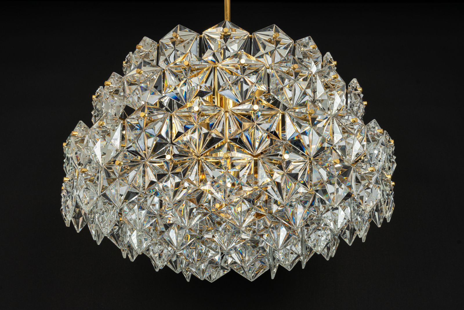 photo vinterior Stunning Huge Chandelier, Brass And Crystal Glass By Kinkeldey, Germany, 1970s