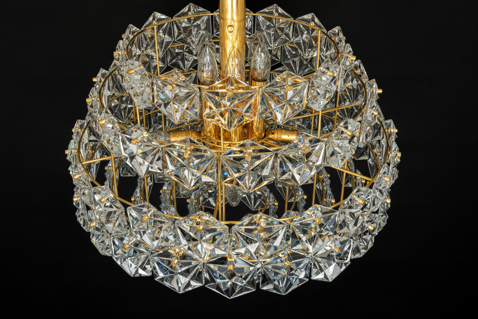 photo buy Stunning Huge Chandelier, Brass And Crystal Glass By Kinkeldey, Germany, 1970s