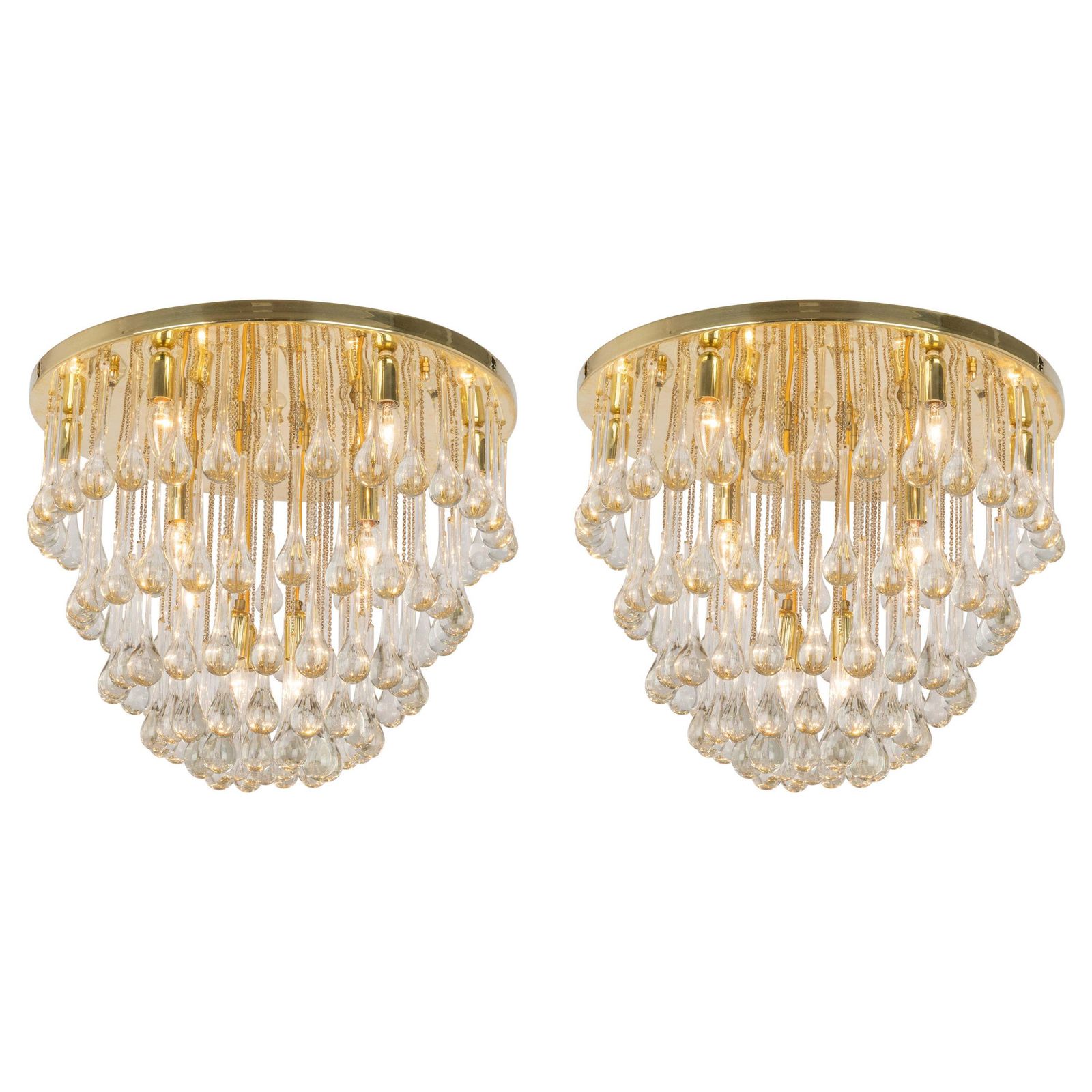 1 Of 3 Large Murano Glass Tear Drop Chandelier, Christoph Palme, Germany, 1970s
