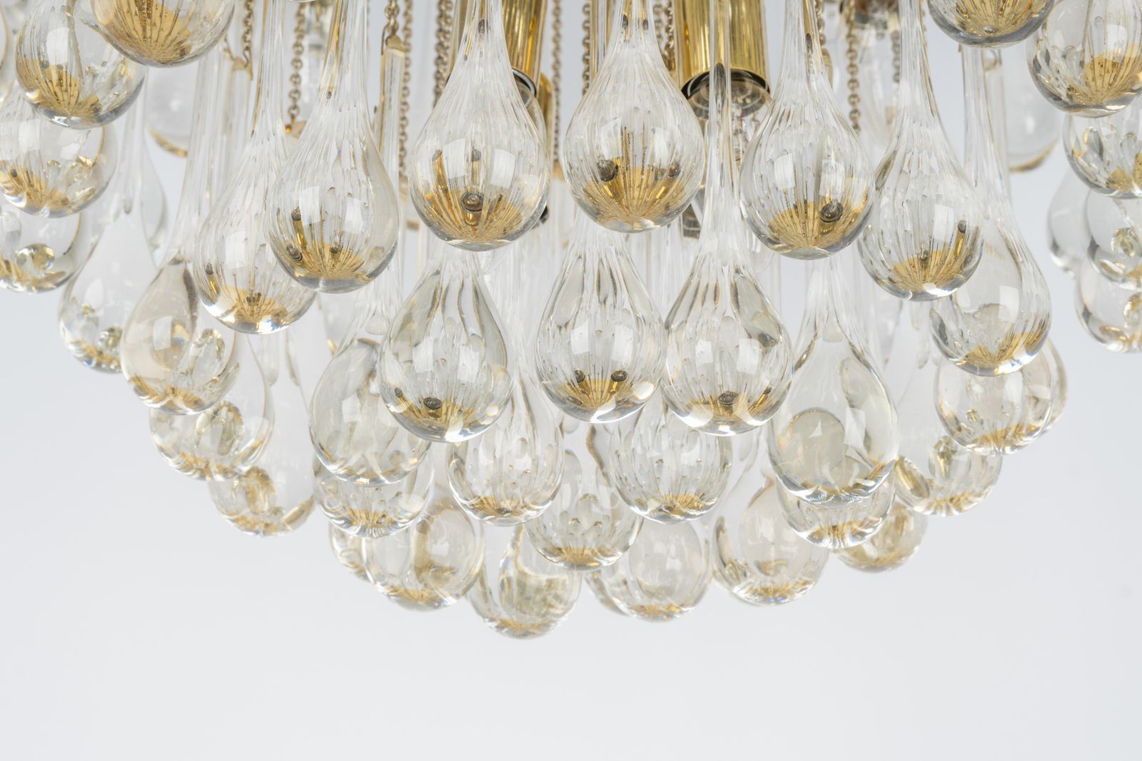 1 Of 3 Large Murano Glass Tear Drop Chandelier, Christoph Palme, Germany, 1970s photo vinterior