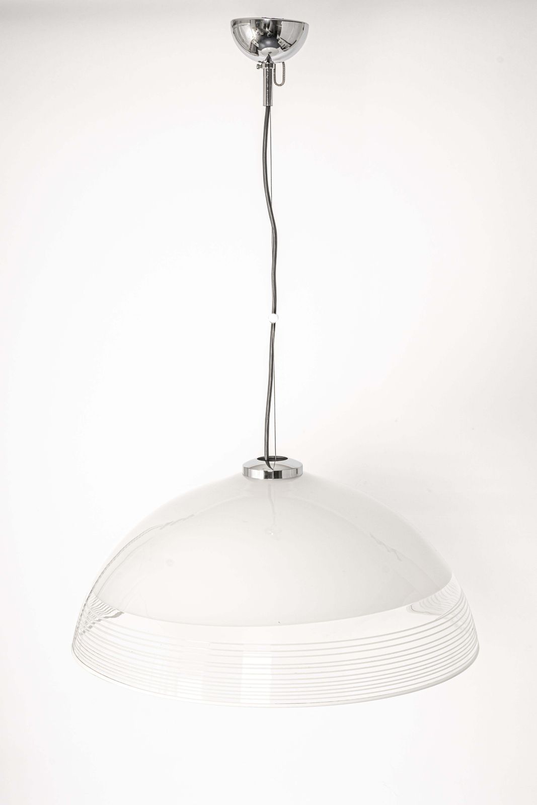 Wonderful White Glass Pendant Light, Vetri Murano, Italy, 1970s photo furniture