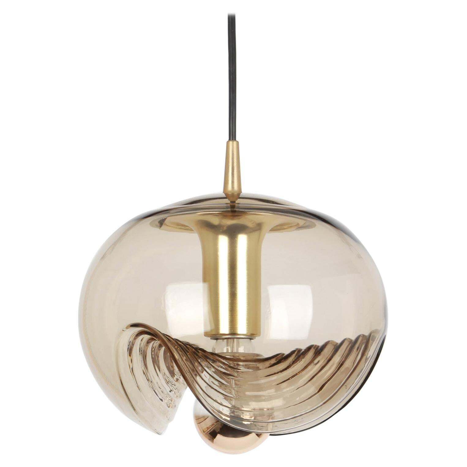 1 Of 10 Large Smoked Glass Pendant Light By Peill & Putzler, Germany, 1970s photo furniture