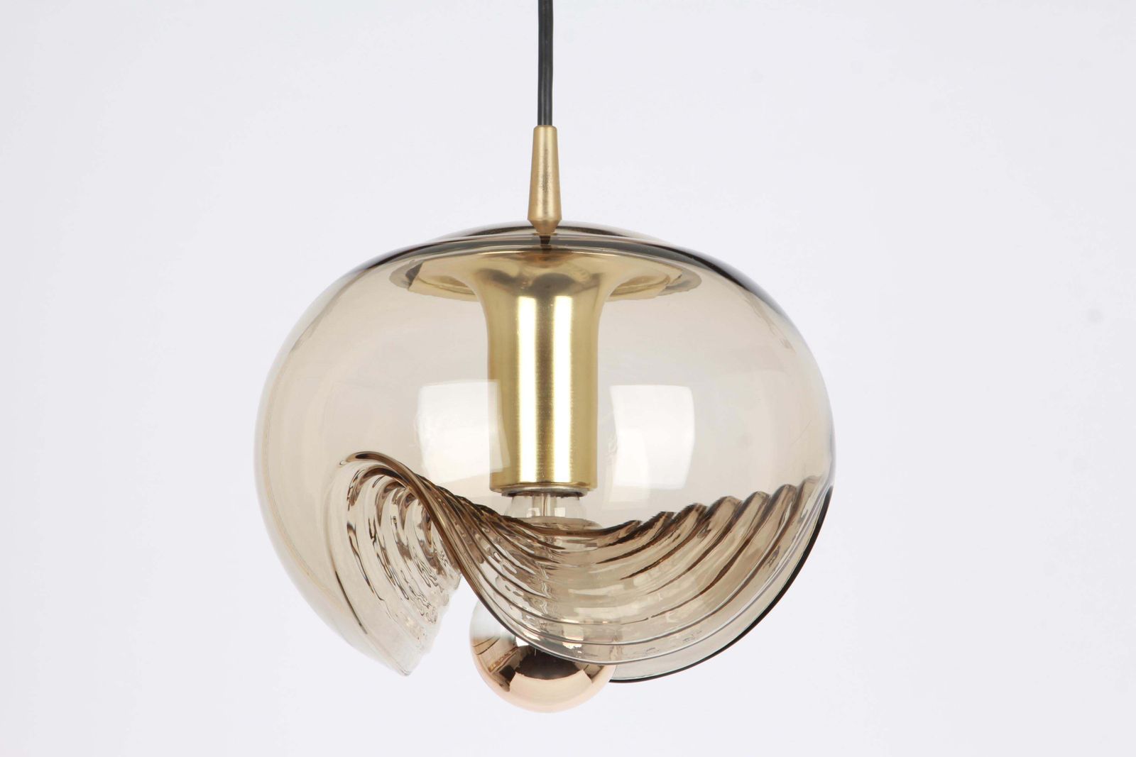 1 Of 10 Large Smoked Glass Pendant Light By Peill & Putzler, Germany, 1970s photo for sale