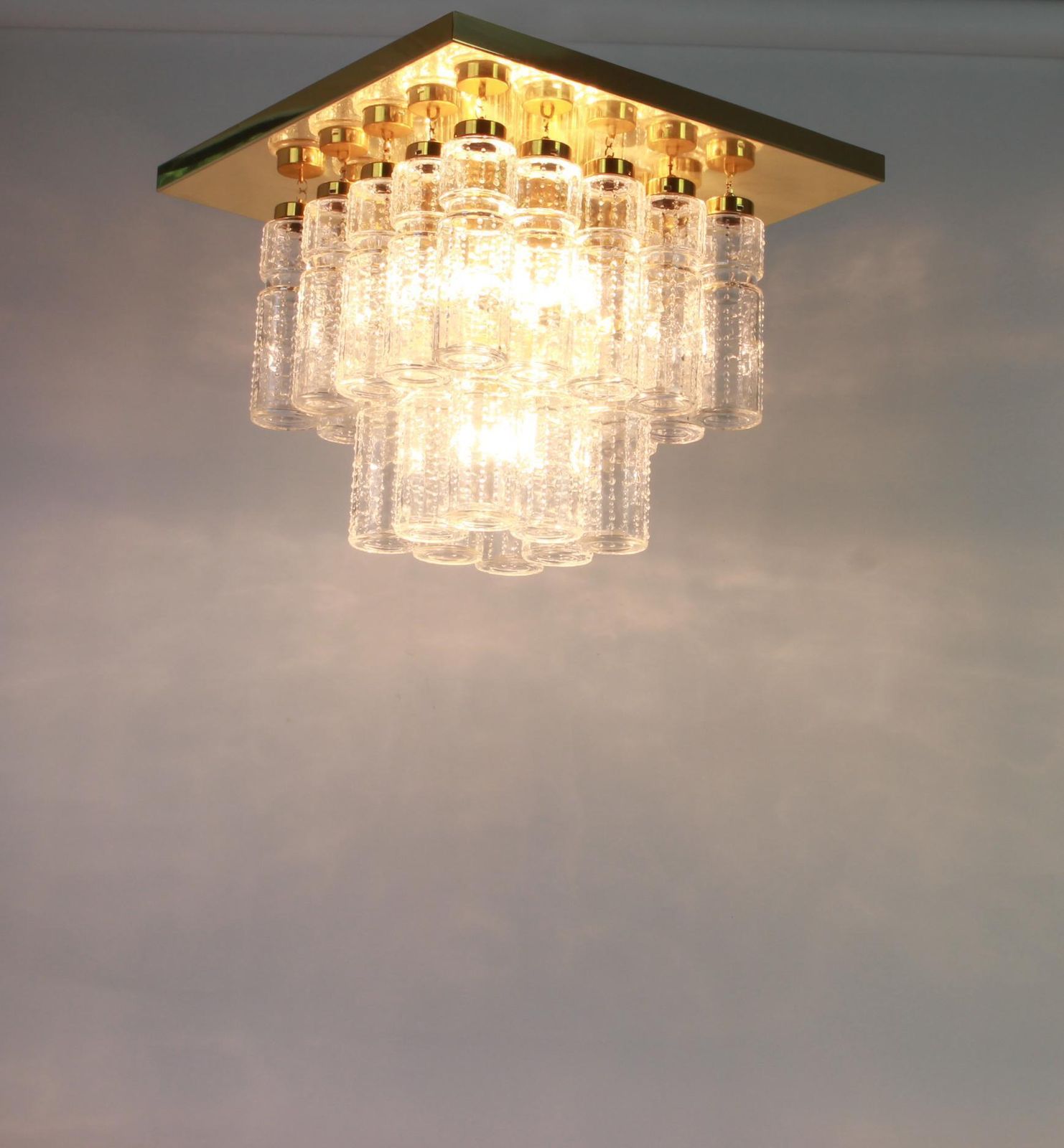 1 Of 2 Large Brass Crystal Glass Chandelier By Limburg, Germany, 1960s photo 1418.0
