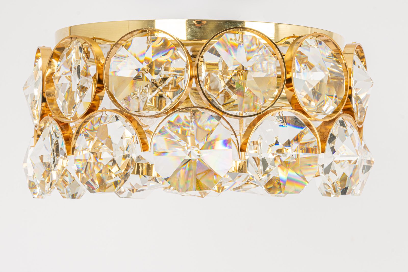 1 Of 2 Petite Flush Mount Light, Crystal Glass Designed By Palwa, Germany, 70s photo furniture