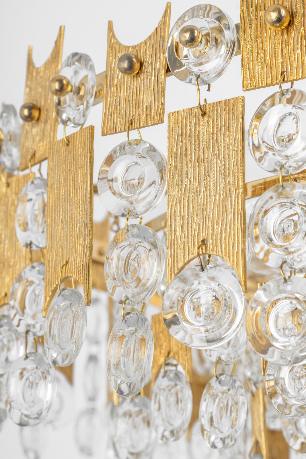 Impressive Large Gilt Brass And Crystal Glass Chandelier By Palwa Germany, 1960s photo buy