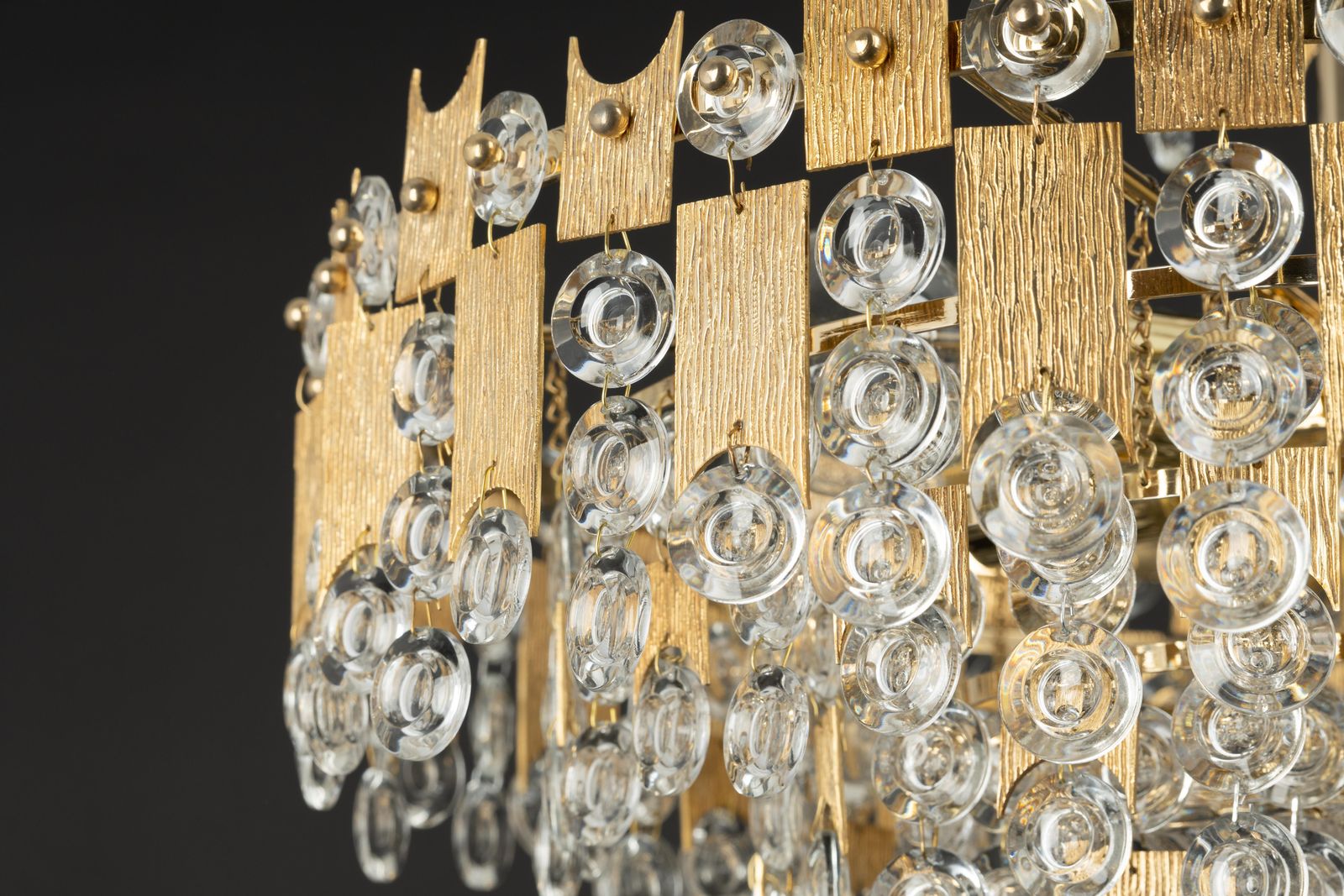 photo buy Impressive Large Gilt Brass And Crystal Glass Chandelier By Palwa Germany, 1960s