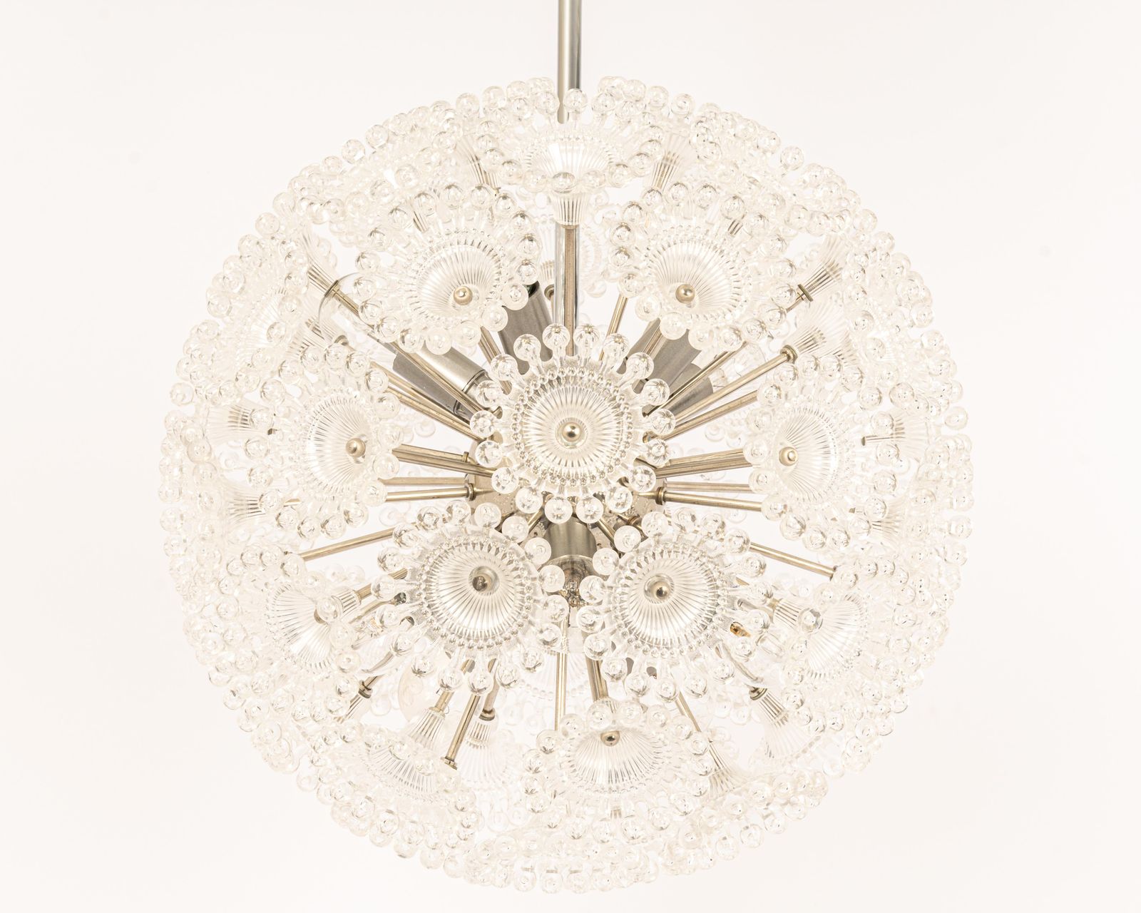 1 Of 2 Stunning Floral Chrome Sputnik Chandelier, Germany, 1960s photo for sale