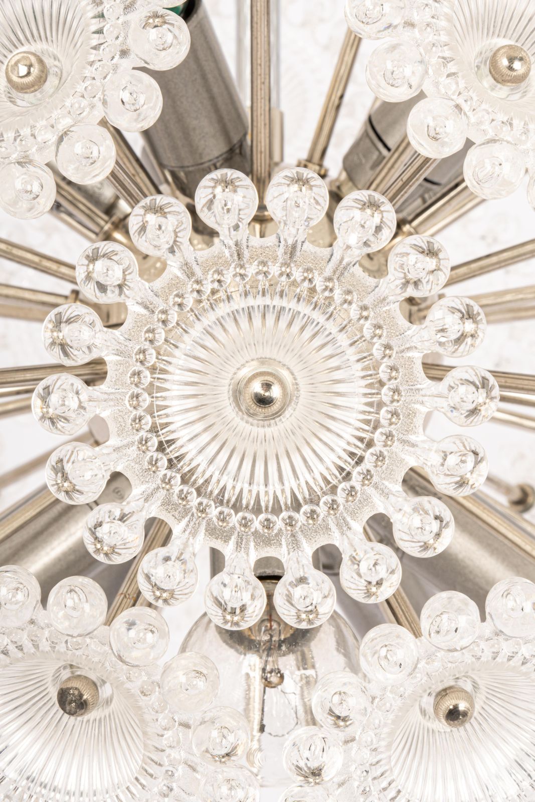 1 Of 2 Stunning Floral Chrome Sputnik Chandelier, Germany, 1960s photo Lighting