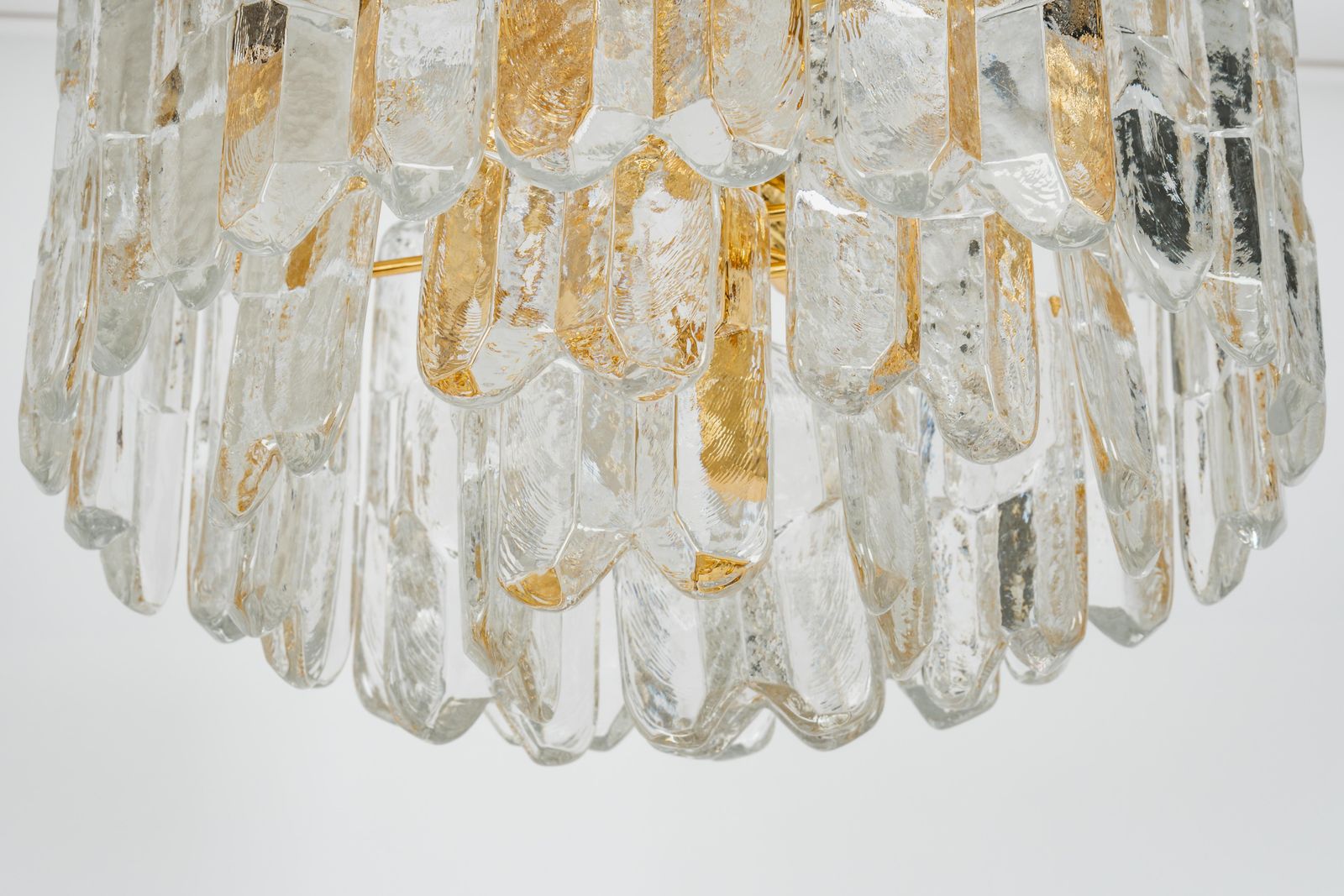 1 Of 3 Stunning Brass Murano Glass Light Fixture Palazzo, Kalmar, Austria, 1970s photo vintage