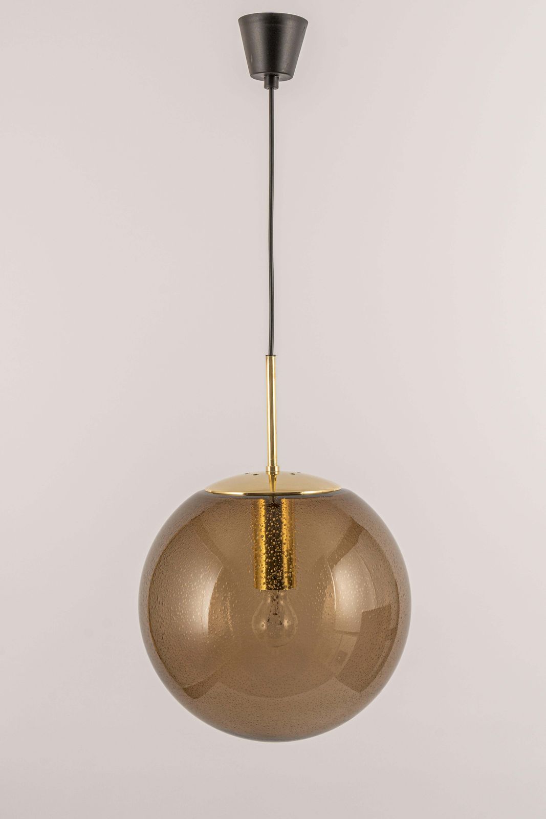 Large Limburg Brass With Smoked Glass Ball Pendant, Germany, 1970s photo furniture
