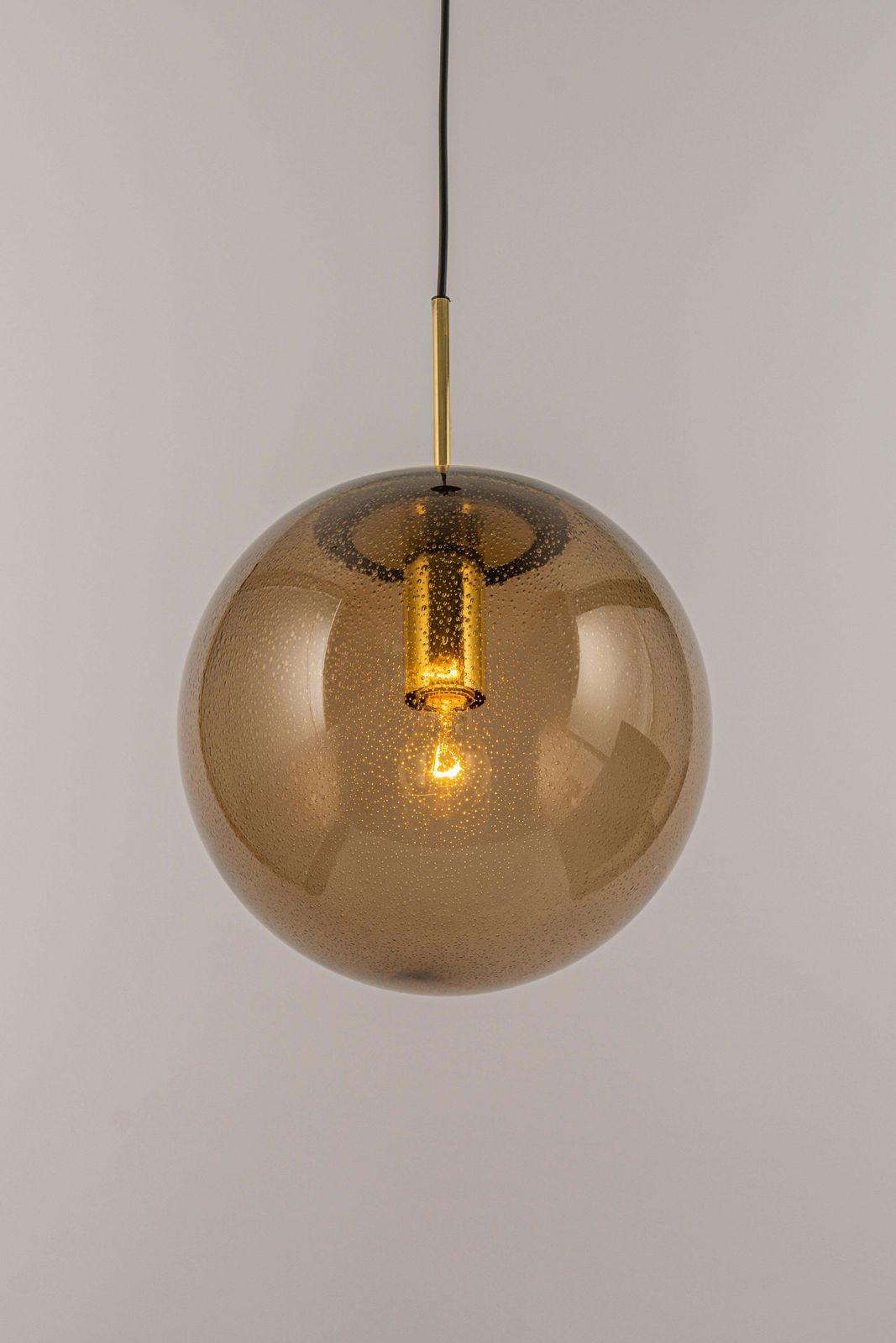 Large Limburg Brass With Smoked Glass Ball Pendant, Germany, 1970s photo buy