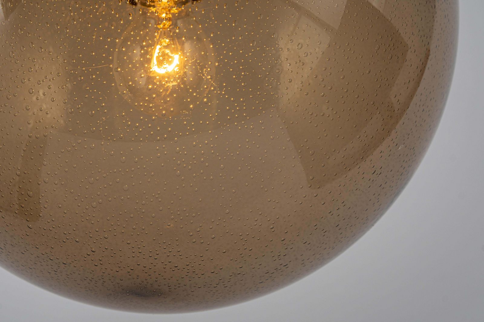 photo furniture Large Limburg Brass With Smoked Glass Ball Pendant, Germany, 1970s