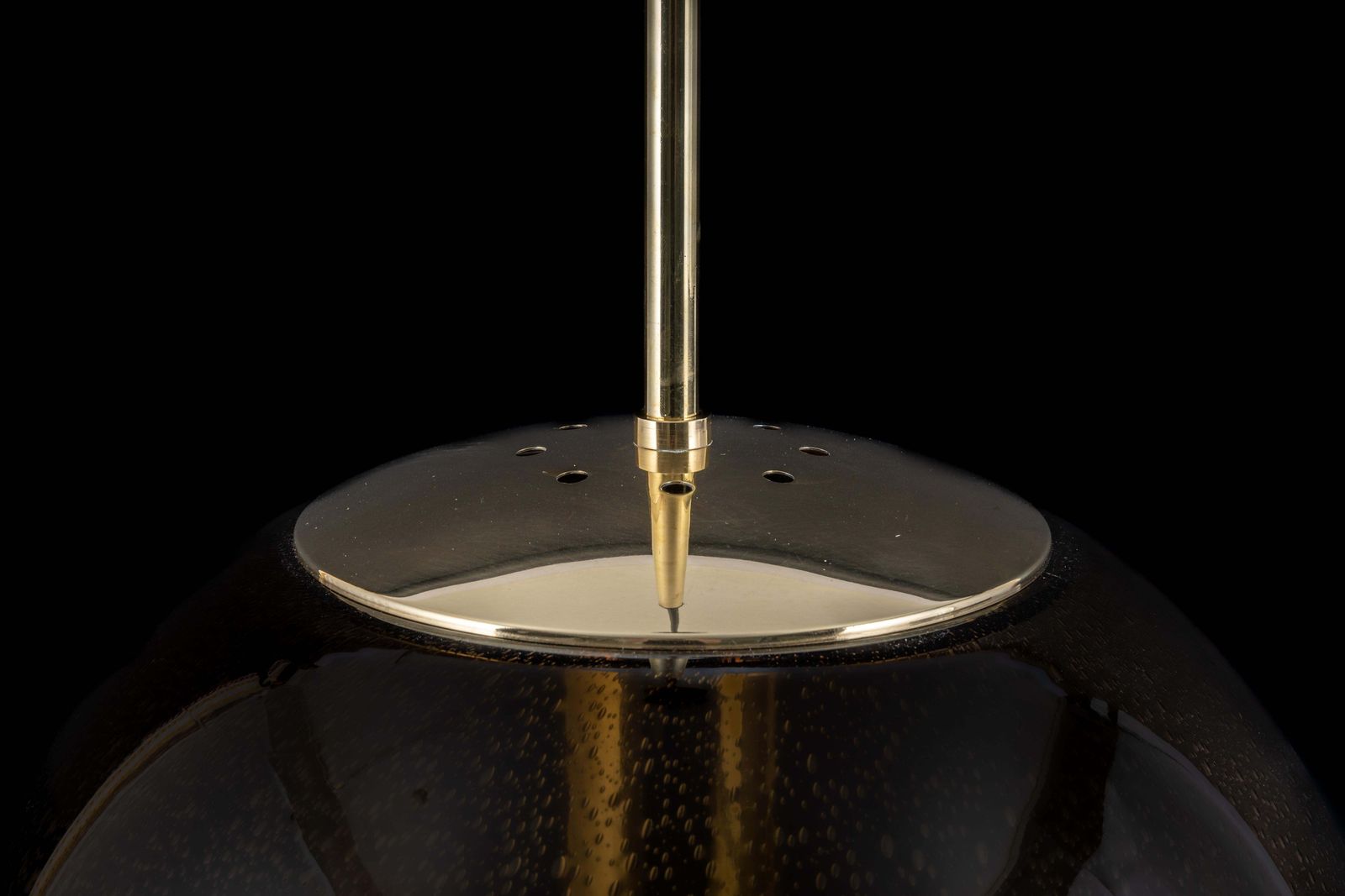 1633.0 Large Limburg Brass With Smoked Glass Ball Pendant, Germany, 1970s photo