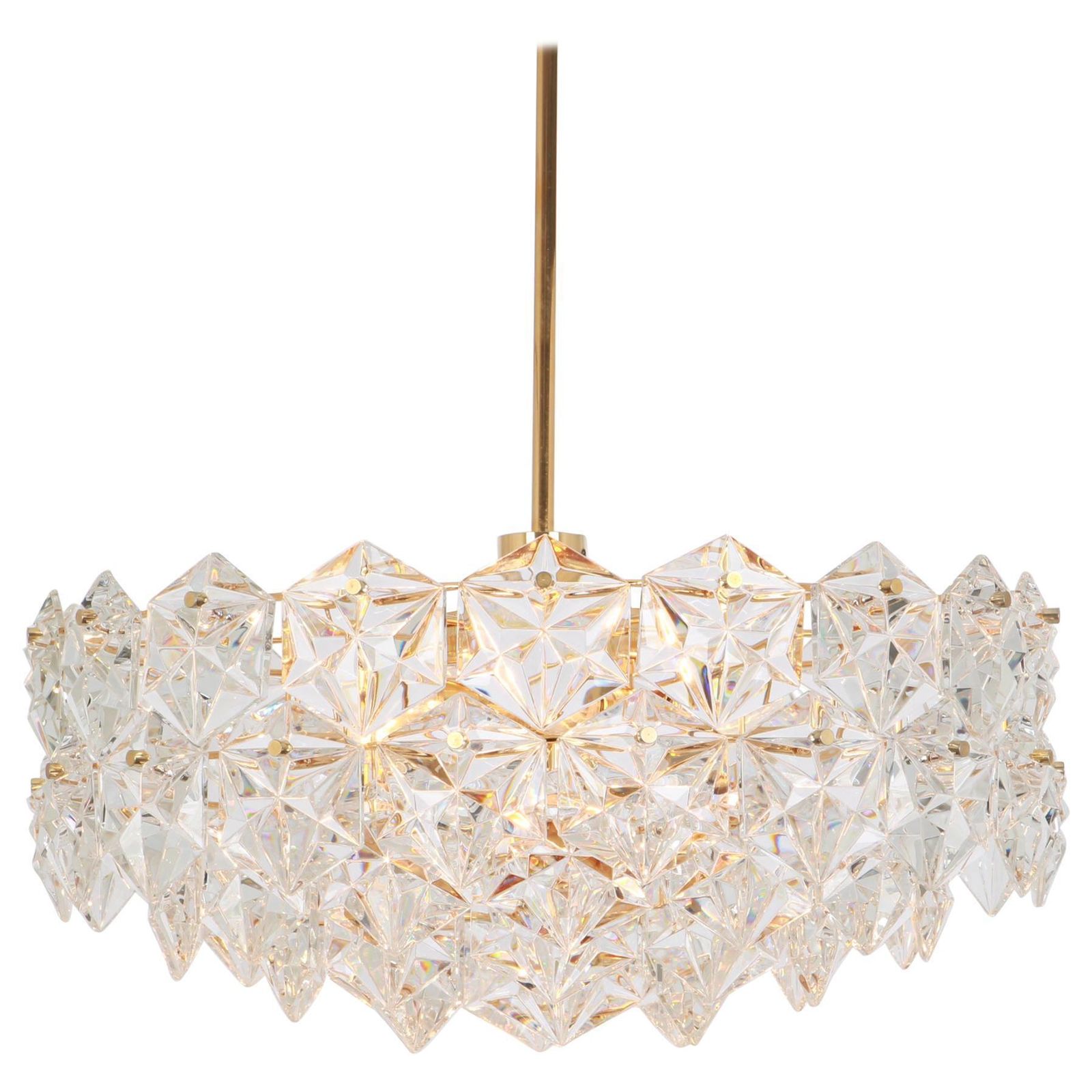 1 Of 2 Kinkeldey Chandelier Gilt Brass And Crystal Glass, Germany, 1970s photo buy