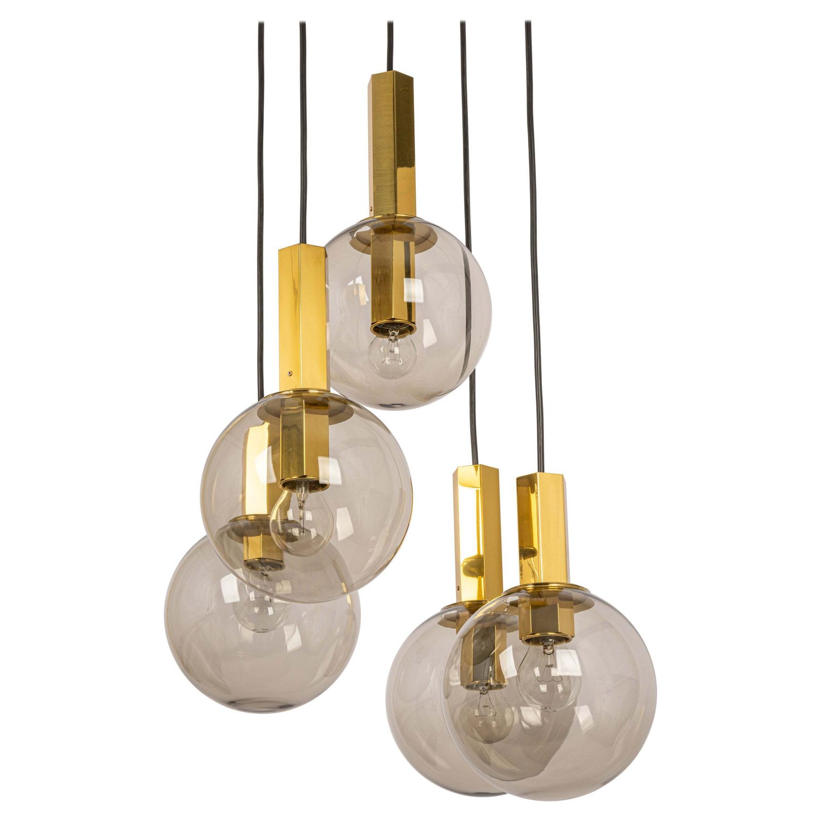 Large Designer Cascading Chandelier Smoked Glass By Cosack, Germany, 1970s
