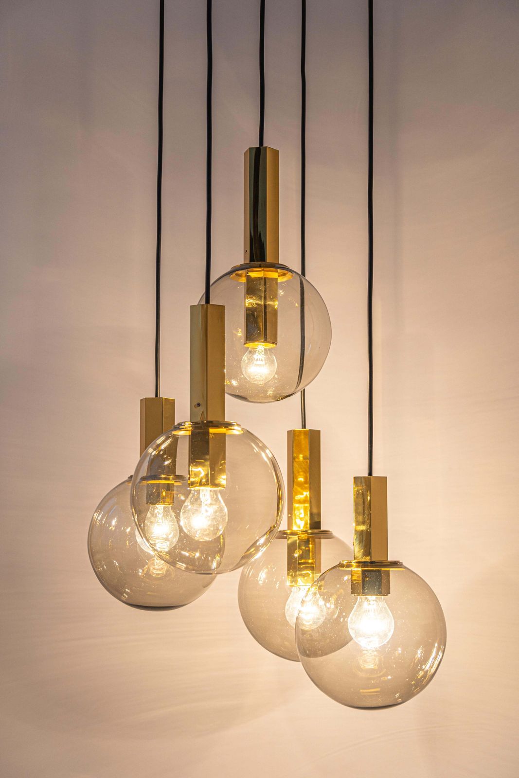 Large Designer Cascading Chandelier Smoked Glass By Cosack, Germany, 1970s photo vinterior