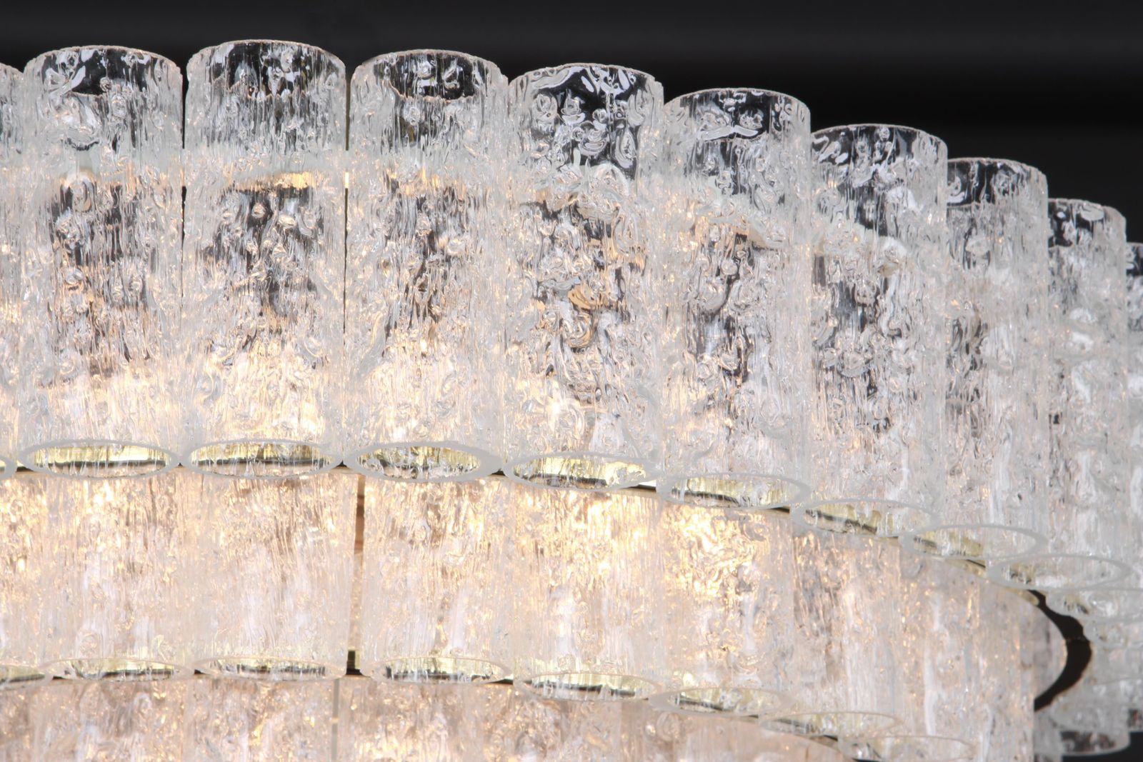photo vinterior Large Mid Century Doria Chandelier Ice Glass, 1960s, Germany