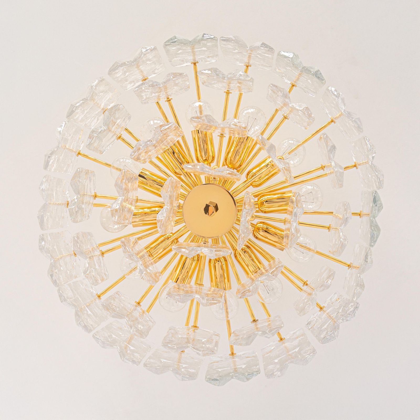 1 Of 2 Stunning Brass Murano Glass Light Fixture Palazzo, Kalmar, Austria, 1970s photo Lighting
