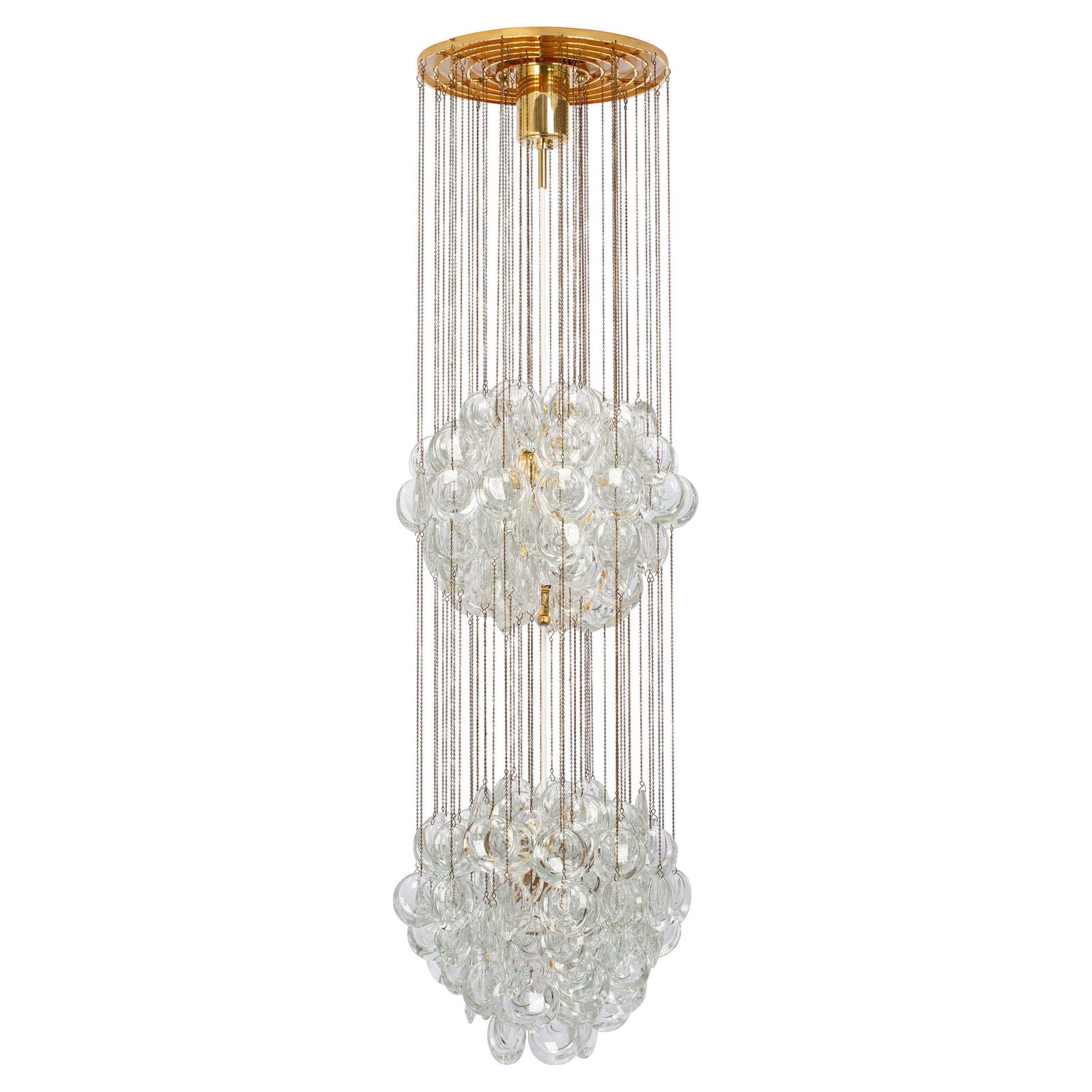 Delicate Gilt Brass Crystal Chandelier By Palwa, Sciolari Design, Germany, 1970s