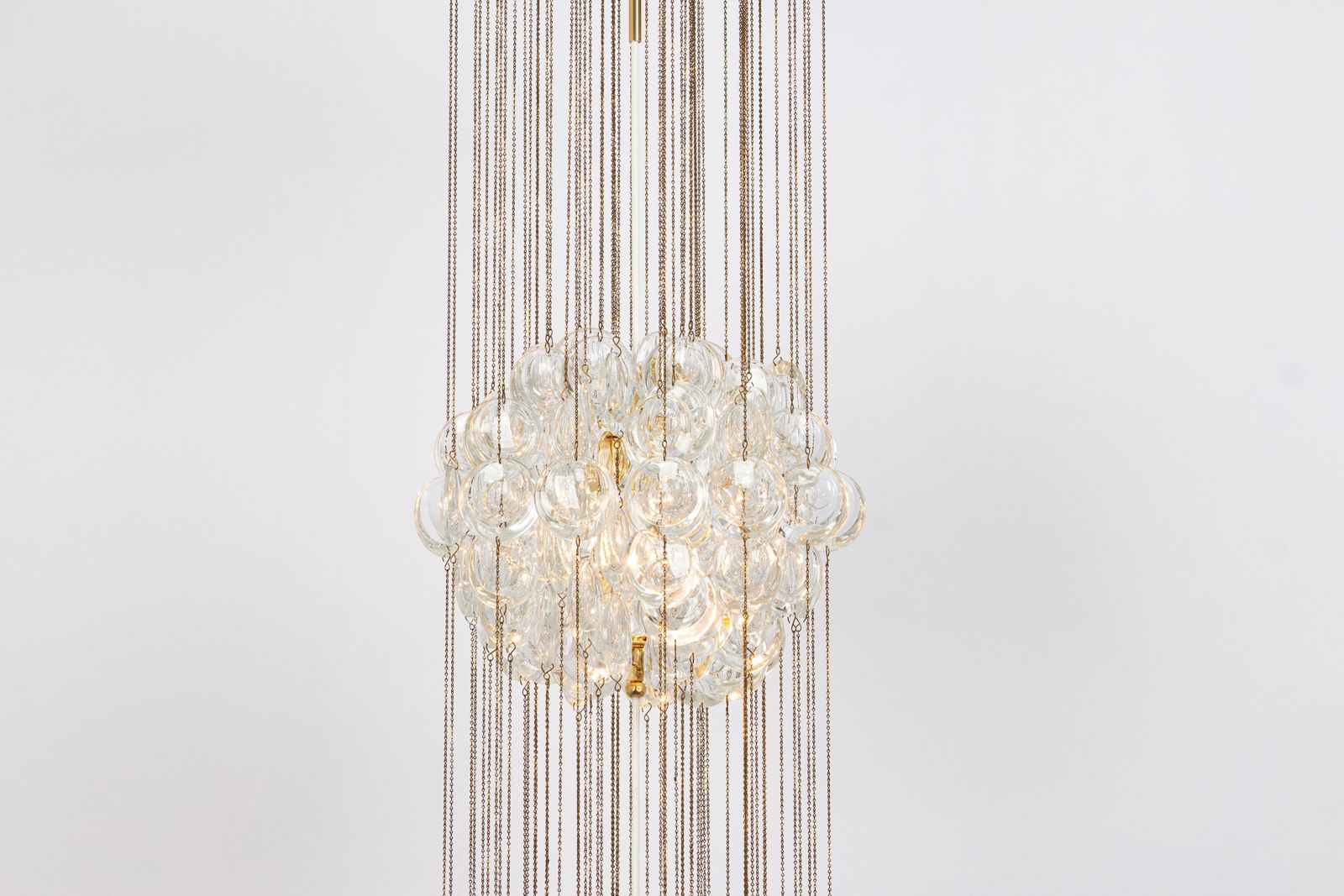 Delicate Gilt Brass Crystal Chandelier By Palwa, Sciolari Design, Germany, 1970s photo Lighting