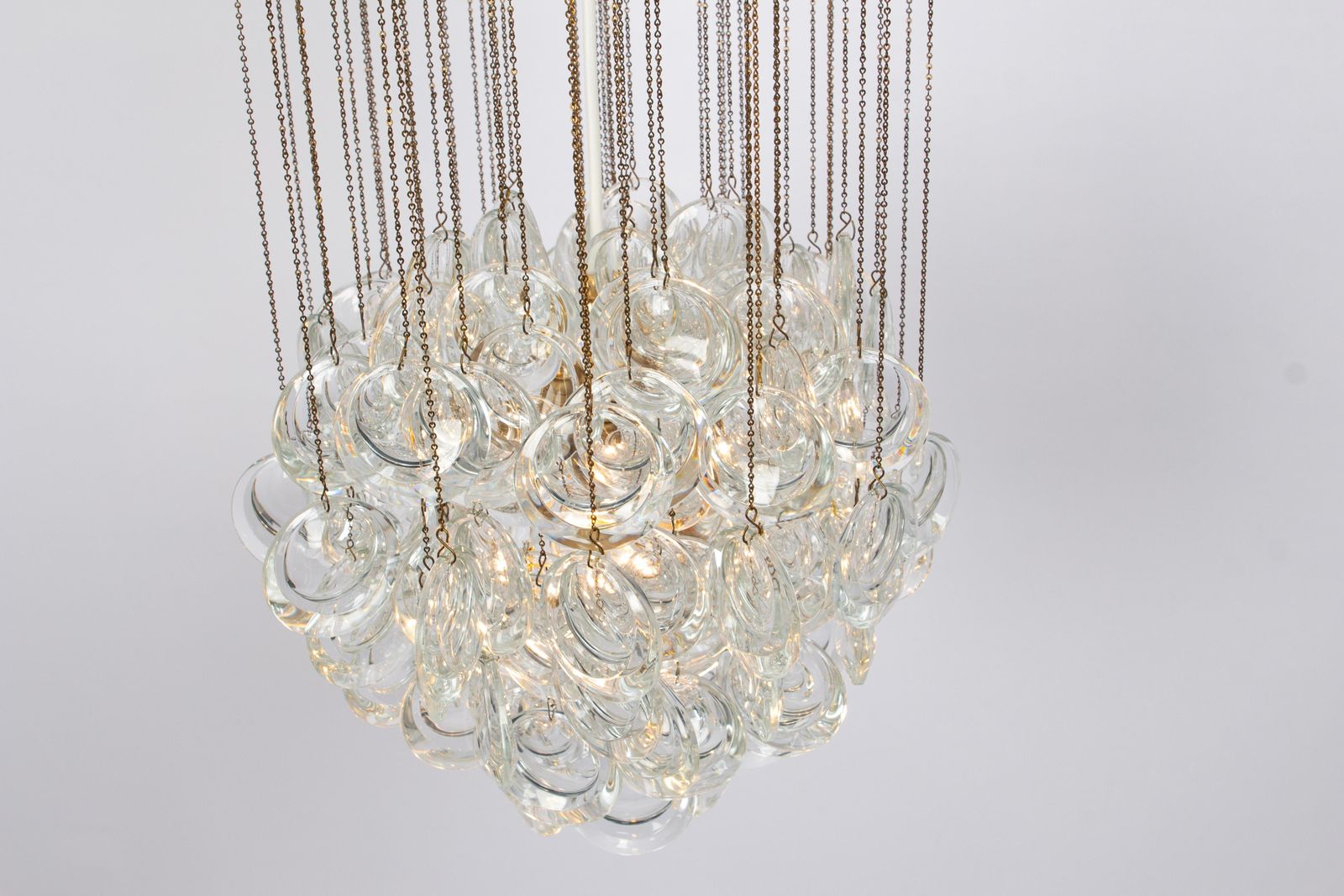 Delicate Gilt Brass Crystal Chandelier By Palwa, Sciolari Design, Germany, 1970s photo buy