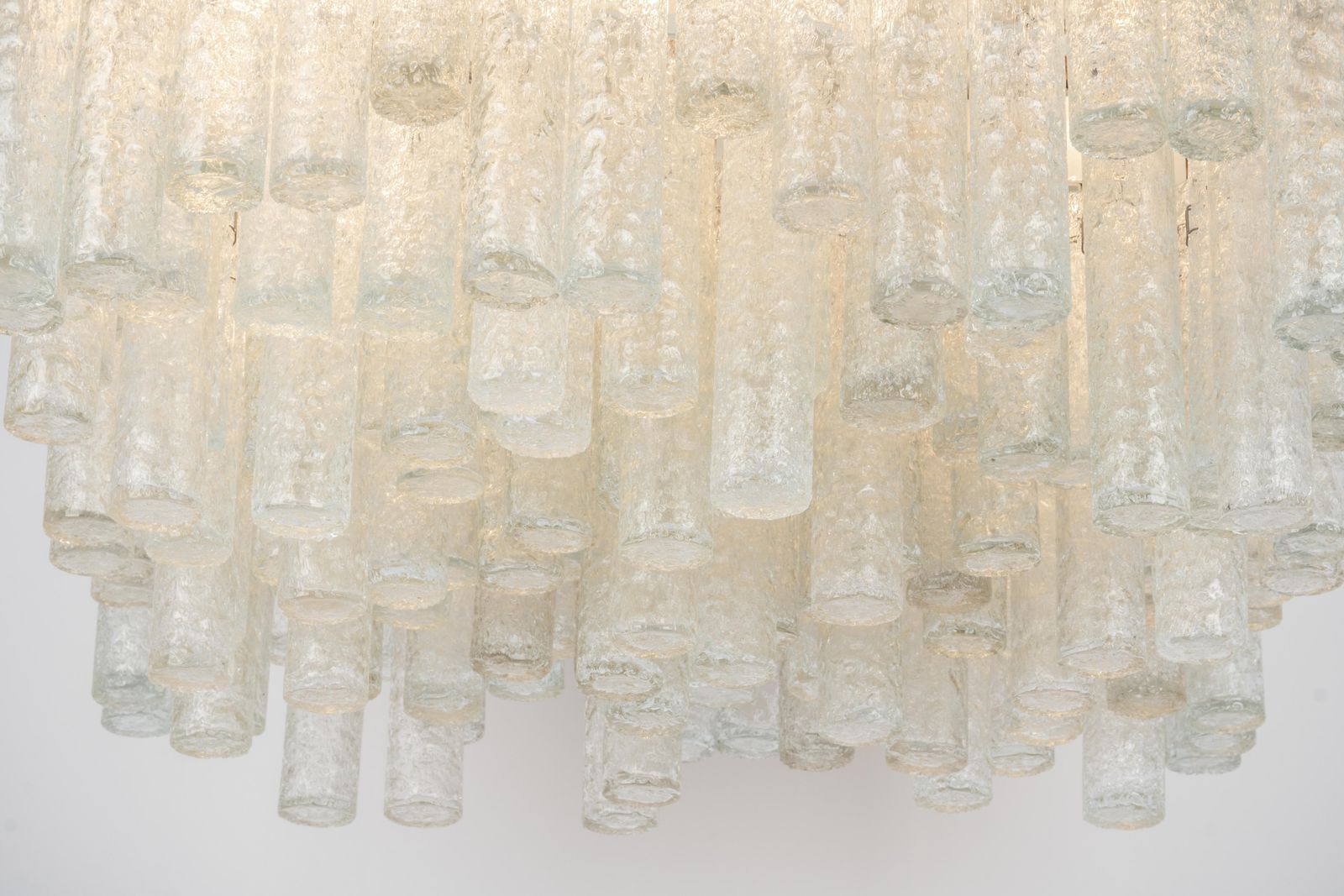 1 Of 2 Large Stunning Murano Ice Glass Flush Mount By Doria, Germany, 1960s photo vinterior