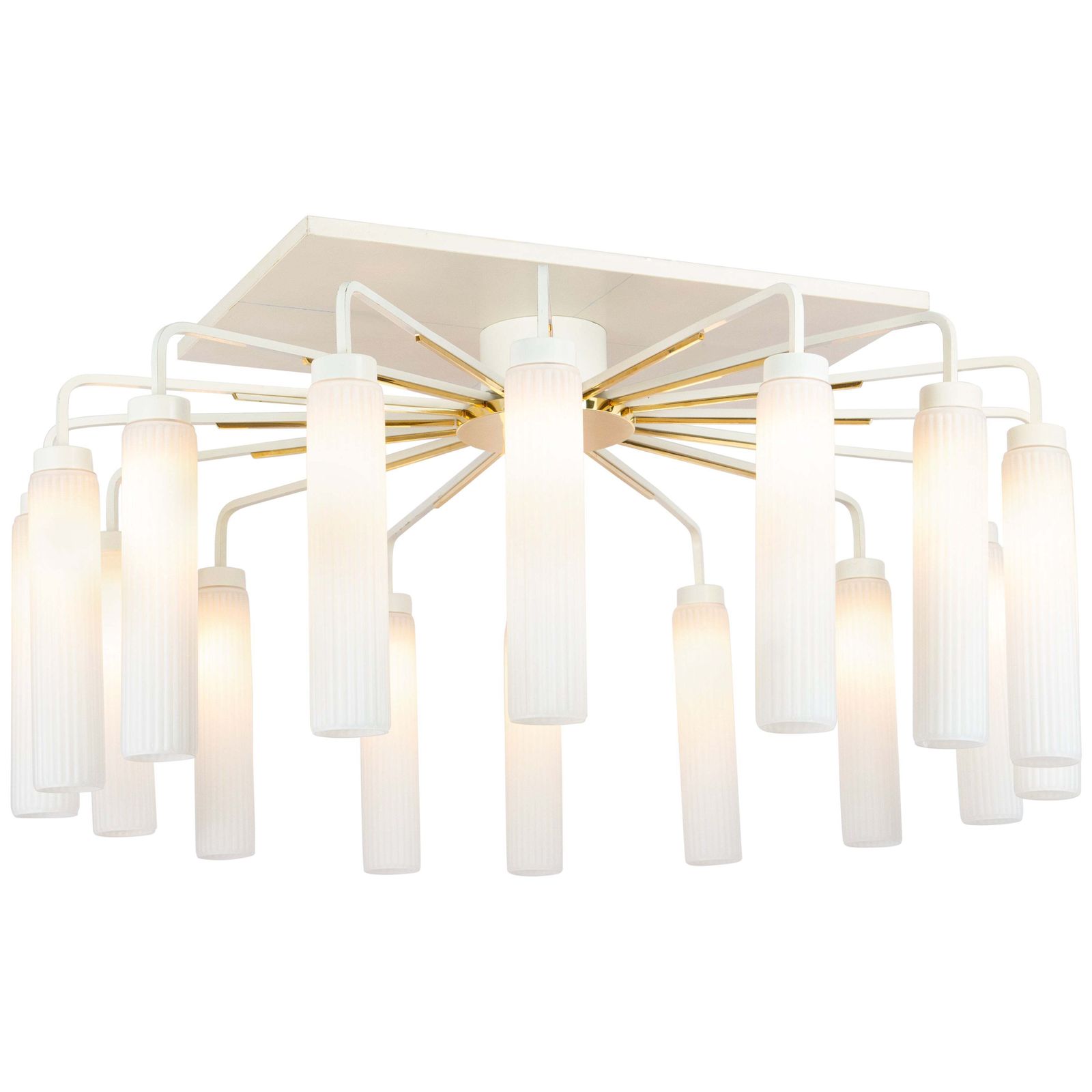 Extra Large Glass Sunburst Chandelier, Stilnovo Style, 1950s