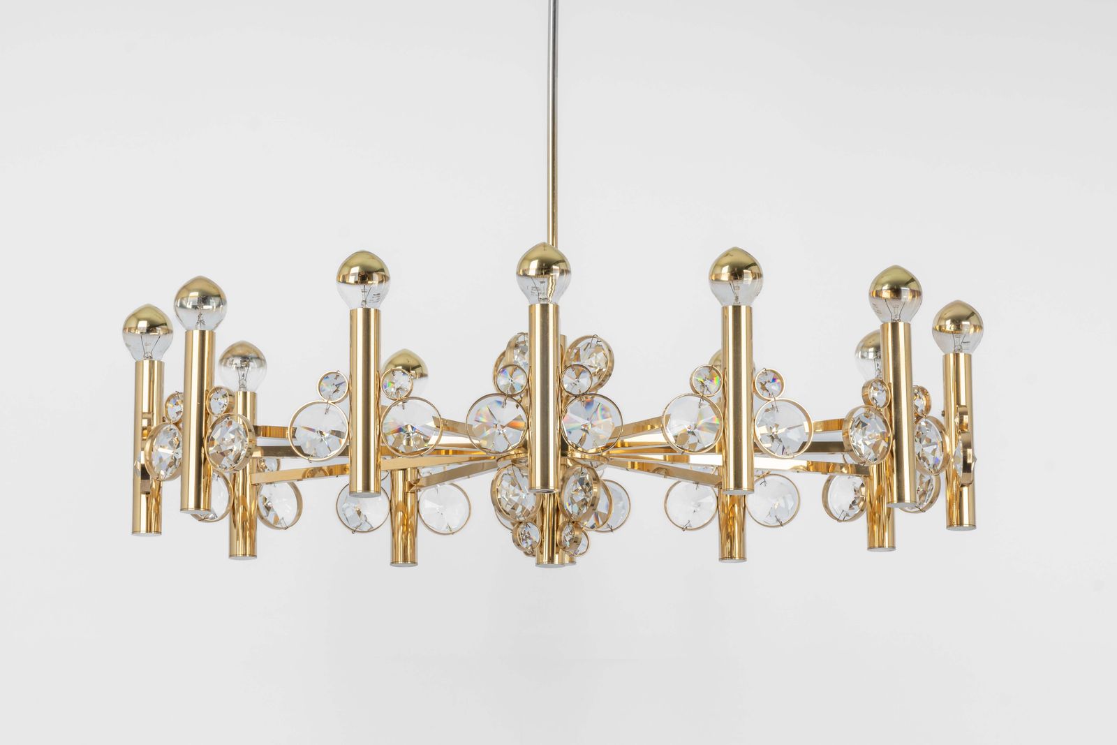 Large Gilt Brass Chandelier, Sciolari Design By Palwa, Germany, 1970s photo buy