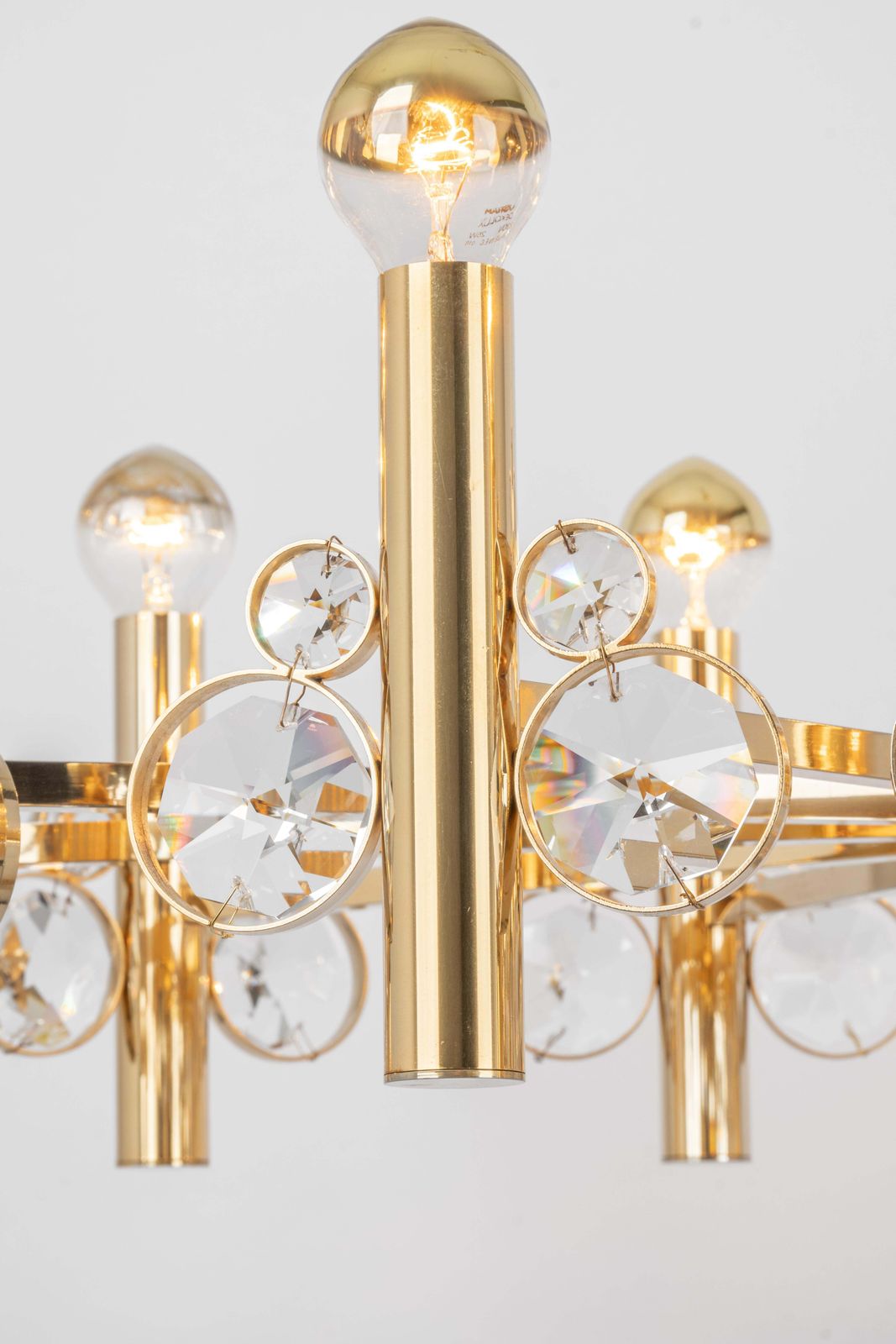 photo vinterior Large Gilt Brass Chandelier, Sciolari Design By Palwa, Germany, 1970s