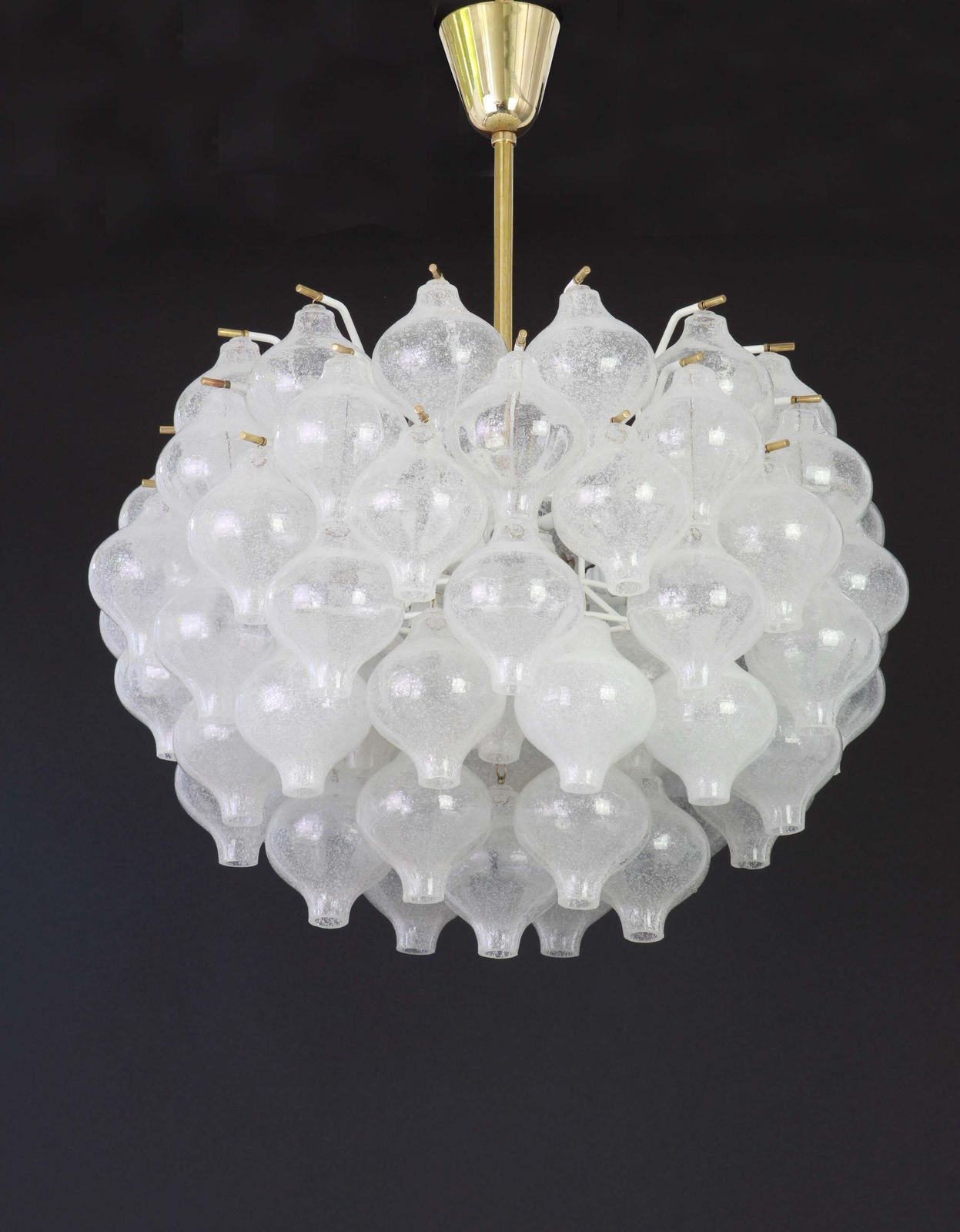 1 Of 6 Large Tulipan Glass Chandelier By Kalmar, Austria, 1960s photo for sale