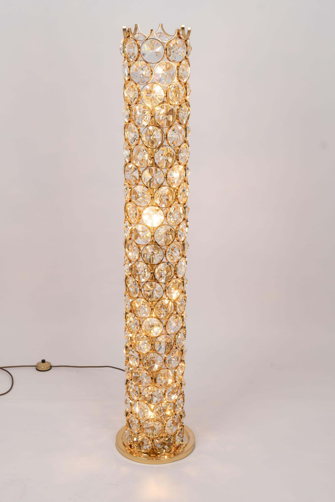 Exquisite Gilt Jewel Floor Lamp Sciolari Design By Palwa, Germany, 1960s photo vintage