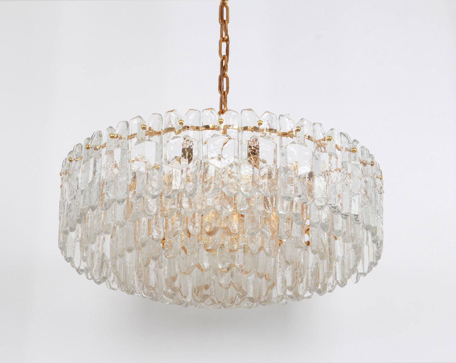 1 Of 2 Huge Kalmar Chandelier 'Palazzo', Gilt Brass Glass, Austria, 1970 photo vintage