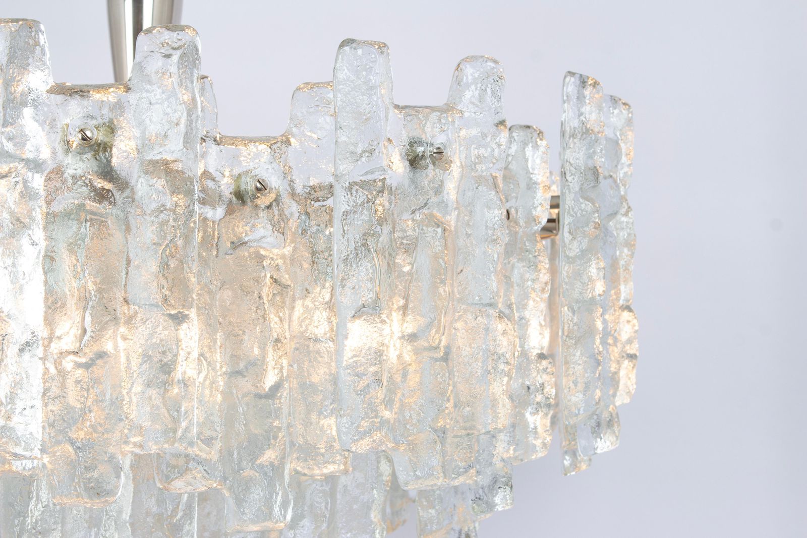 Huge Kalmar Chandelier 'Soria', Ice Glass, Germany, 1970 photo vintage