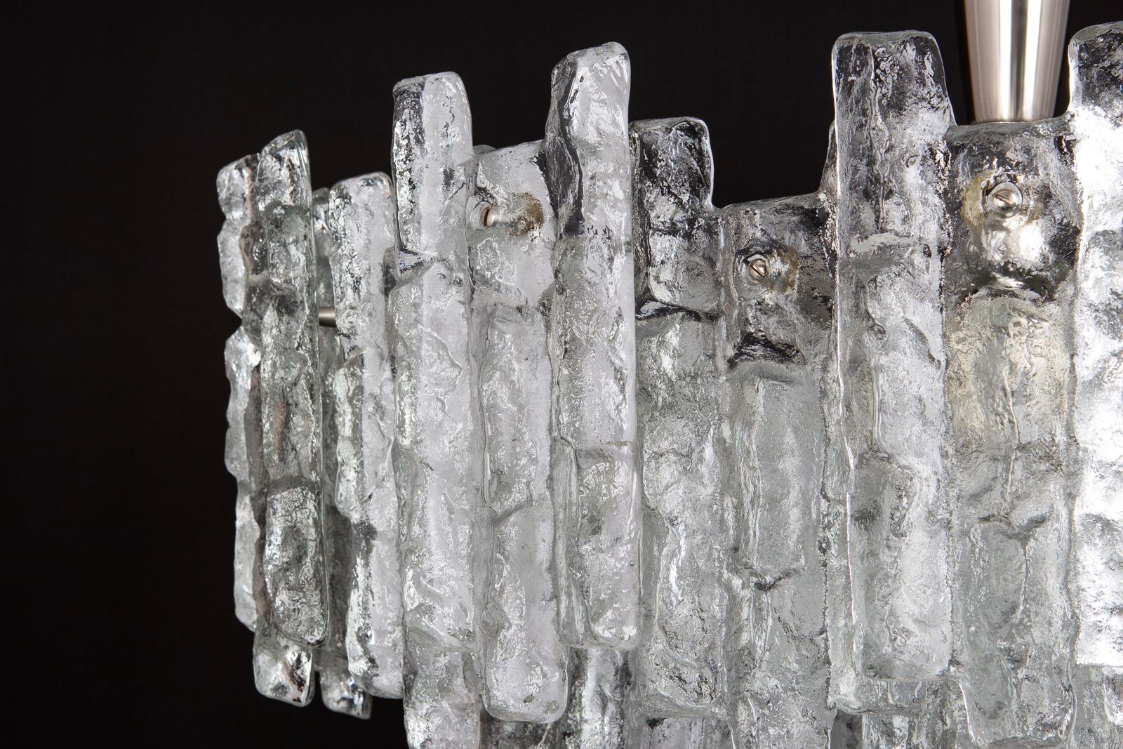 12895.0 Huge Kalmar Chandelier 'Soria', Ice Glass, Germany, 1970 photo