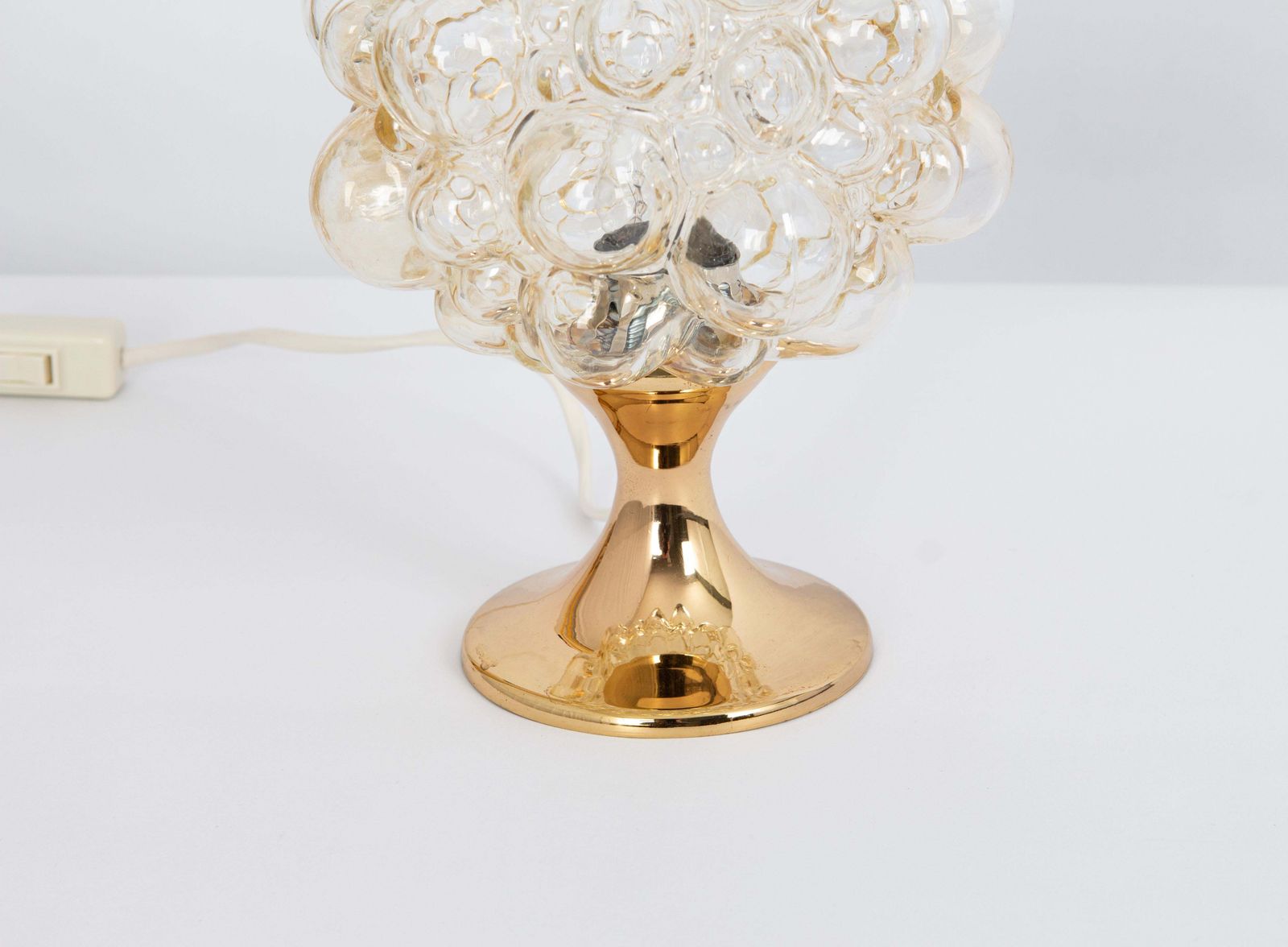 1 Of 6 Petite Amber Bubble Glass Table Lamps, Germany, 1970s photo for sale