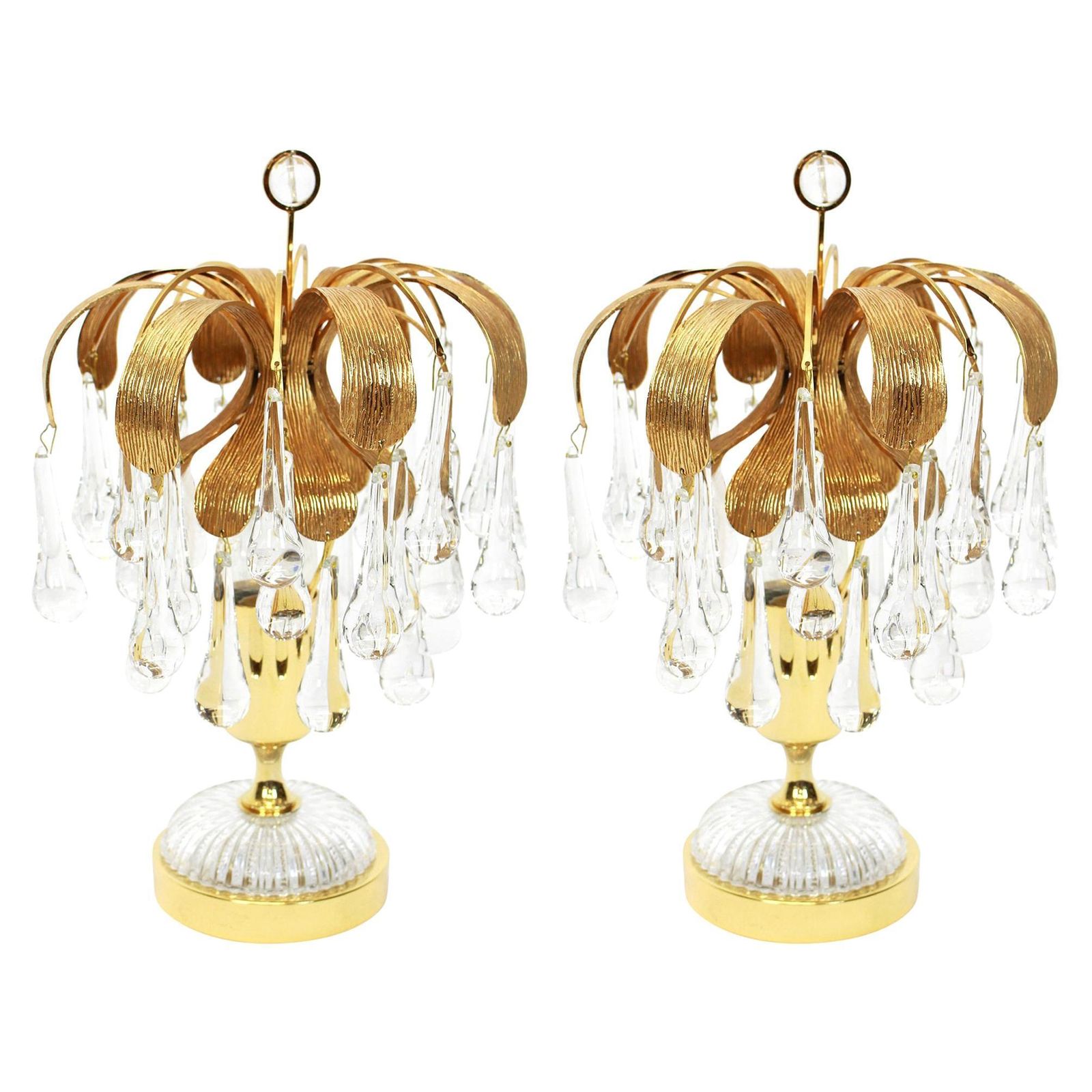 Pair Of Murano Glass Tear Drop Table Lamps By Palwa, Germany, 1960s