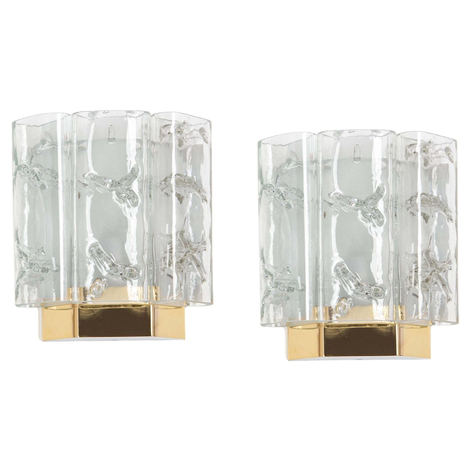 1 Of 4 Brass And Murano Glass Wall Sconces By Doria, Germany, 1960s