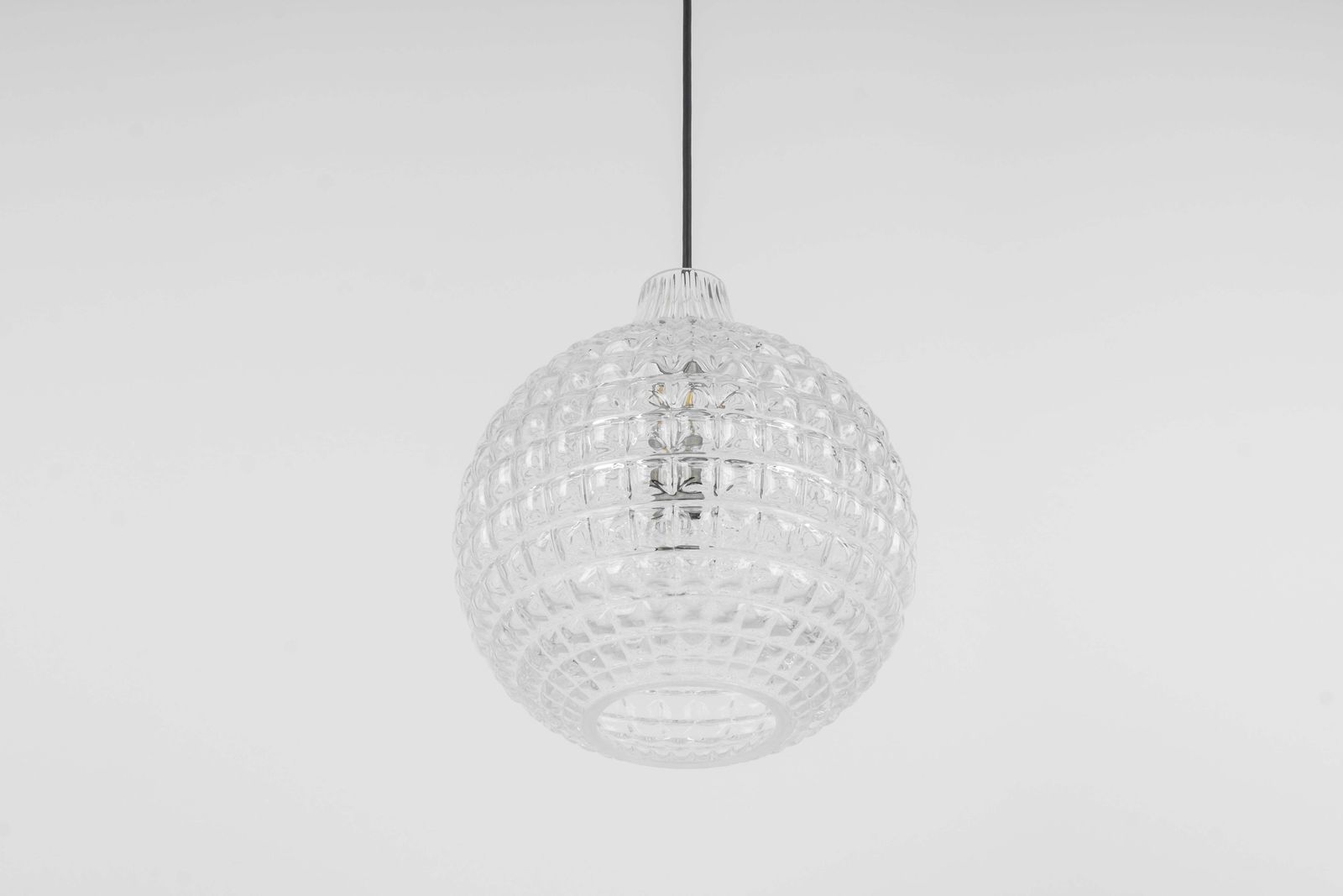 1 Of 2 Stunning Crystal Glass Pendant Light, Peill & Putzler, Germany, 1970s