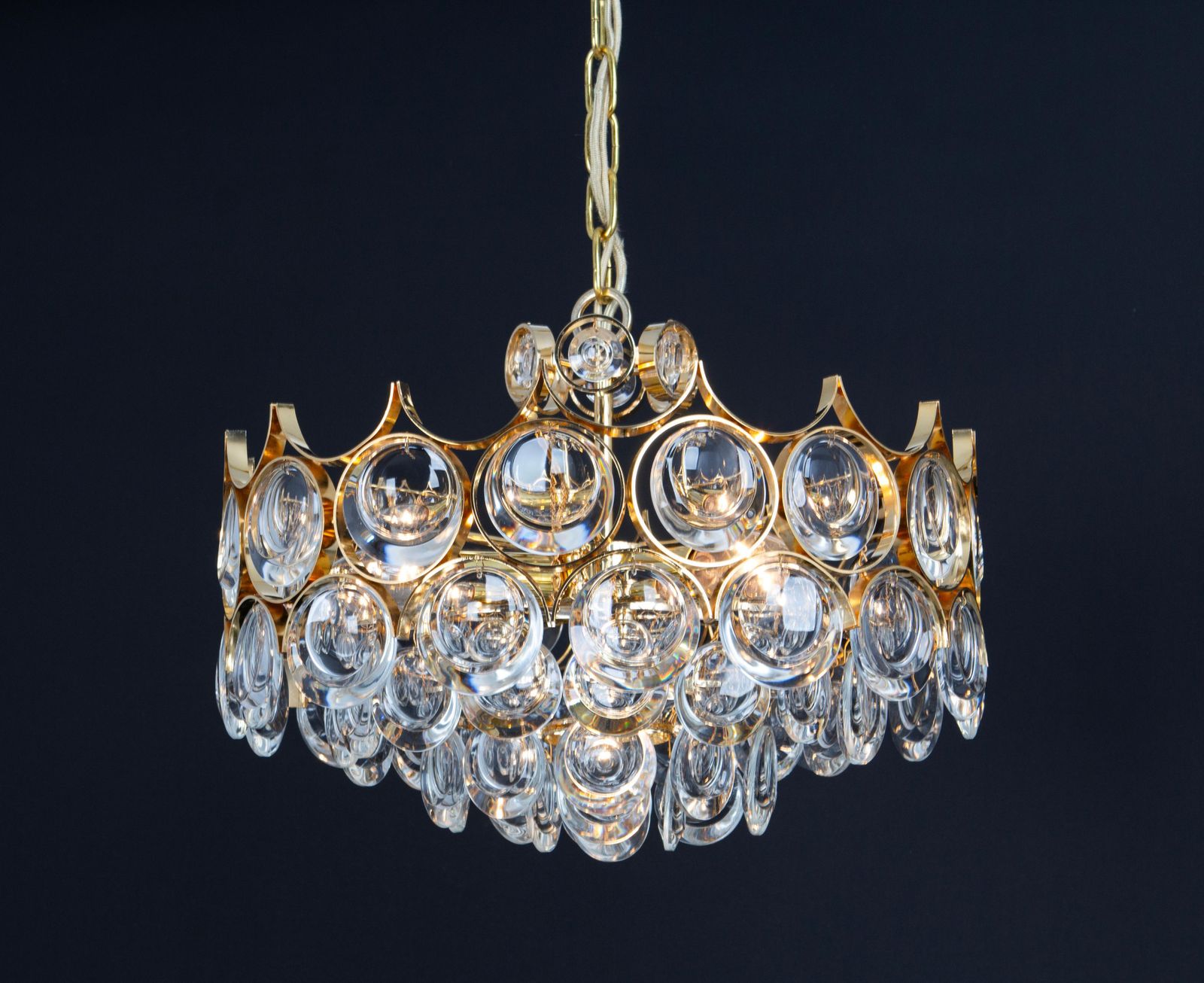 photo buy 1 Of 2 Gilt Brass Chandelier, Sciolari Style By Palwa, Germany, 1970s
