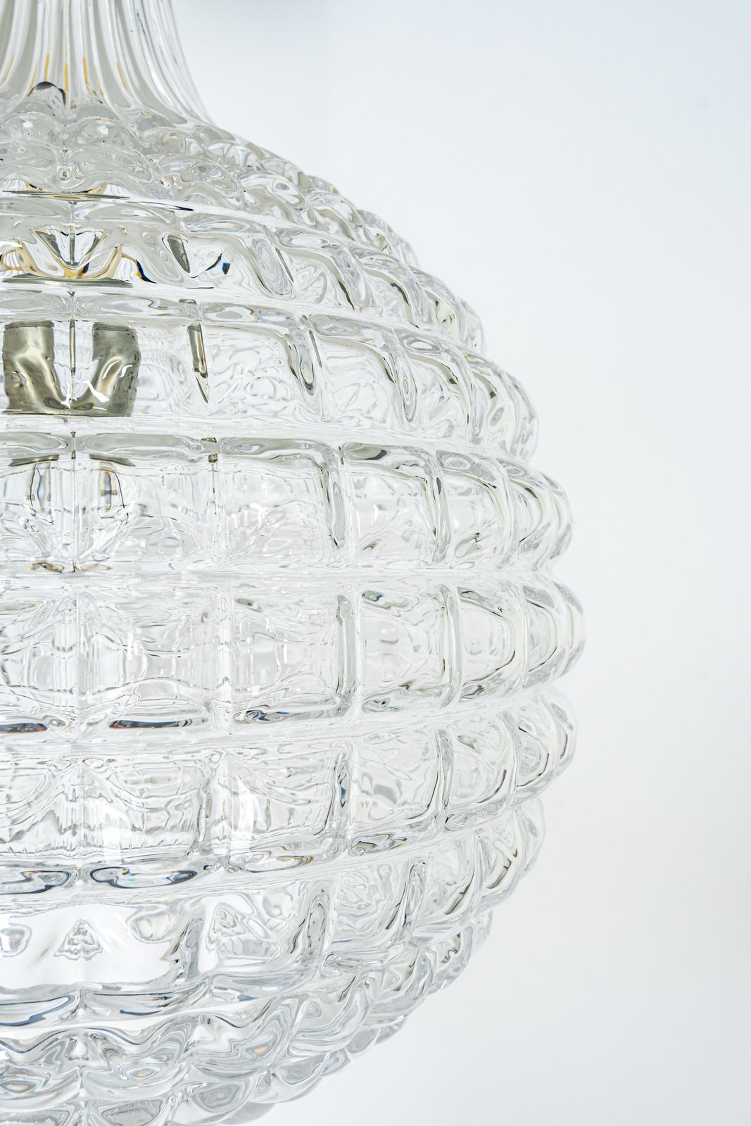 1 Of 2 Stunning Crystal Glass Pendant Light, Peill & Putzler, Germany, 1970s photo Lighting