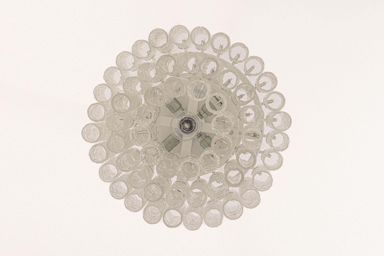 1 Of 2 Doria Ice Glass Tubes Chandelier, Germany, 1960s photo Lighting