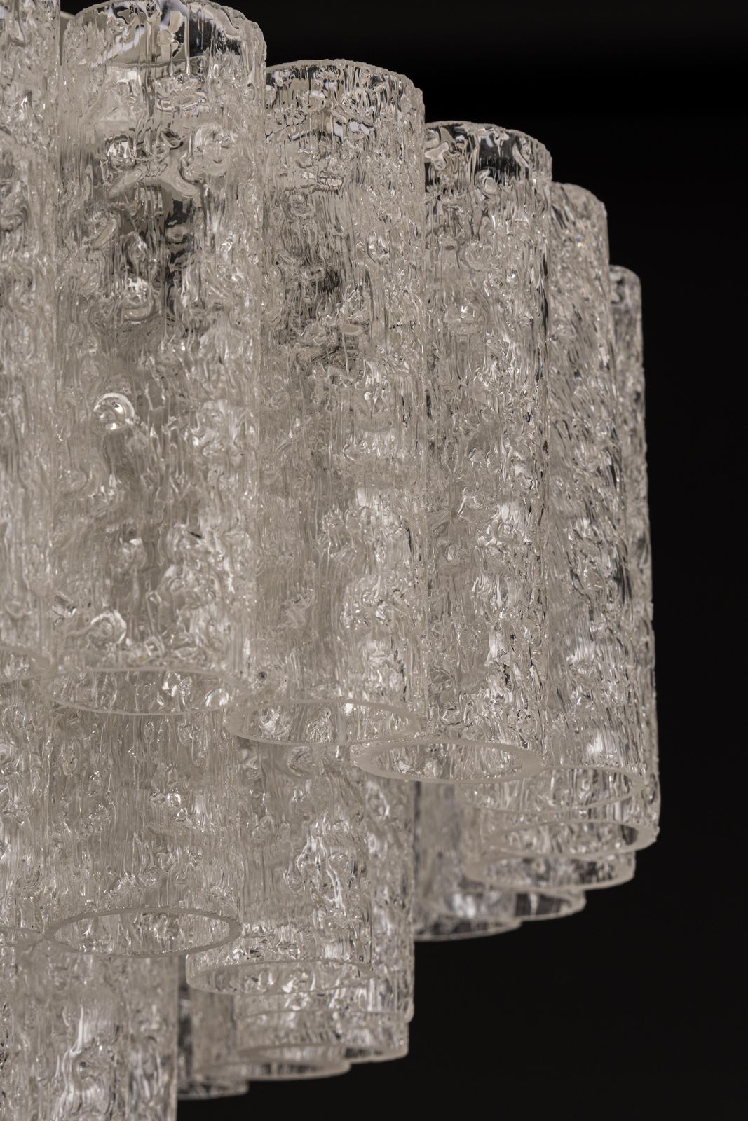 Lighting 1 Of 2 Doria Ice Glass Tubes Chandelier, Germany, 1960s photo