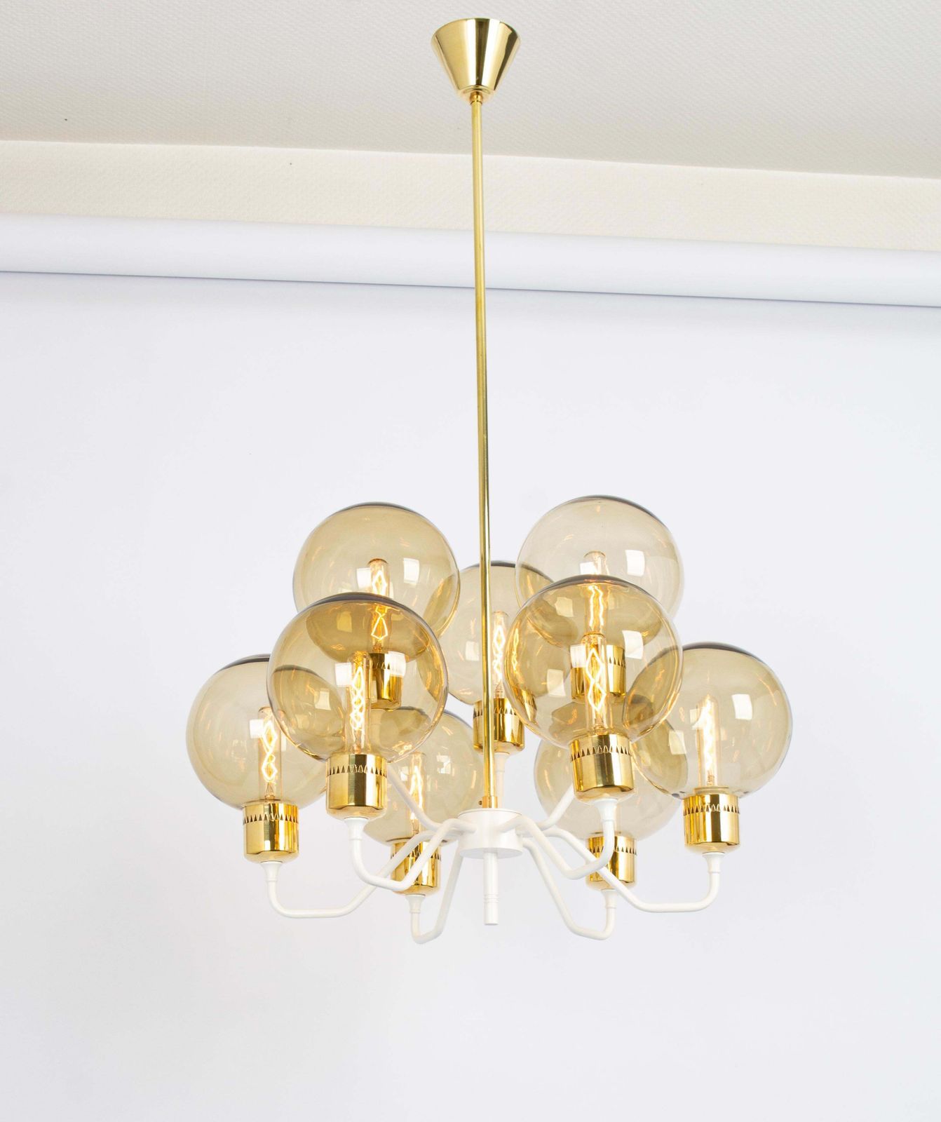 Stunning Large Metal And Smoke Glass Sconce, Hans Agne Jakobsson, Sweden, 1970s photo for sale