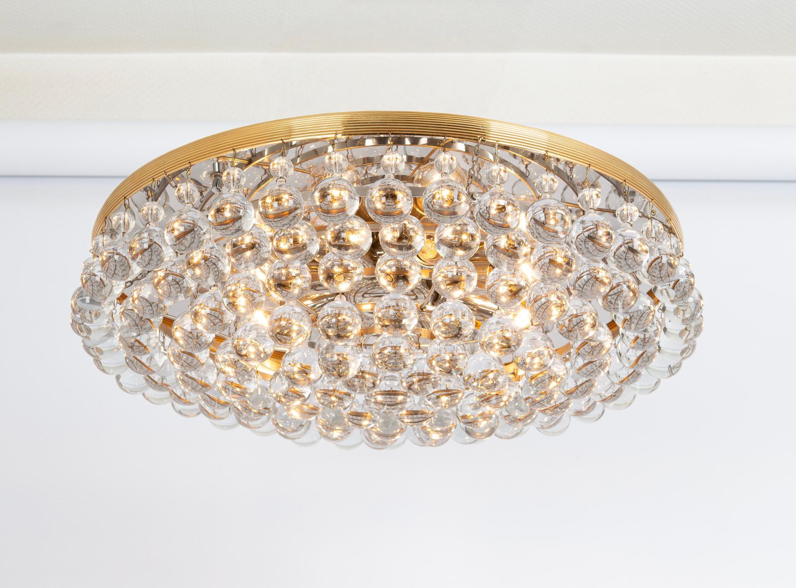 1 Of 2 Large Crystal Glass Tear Drop Chandelier By C.Palme, Germany, 1970s photo vintage