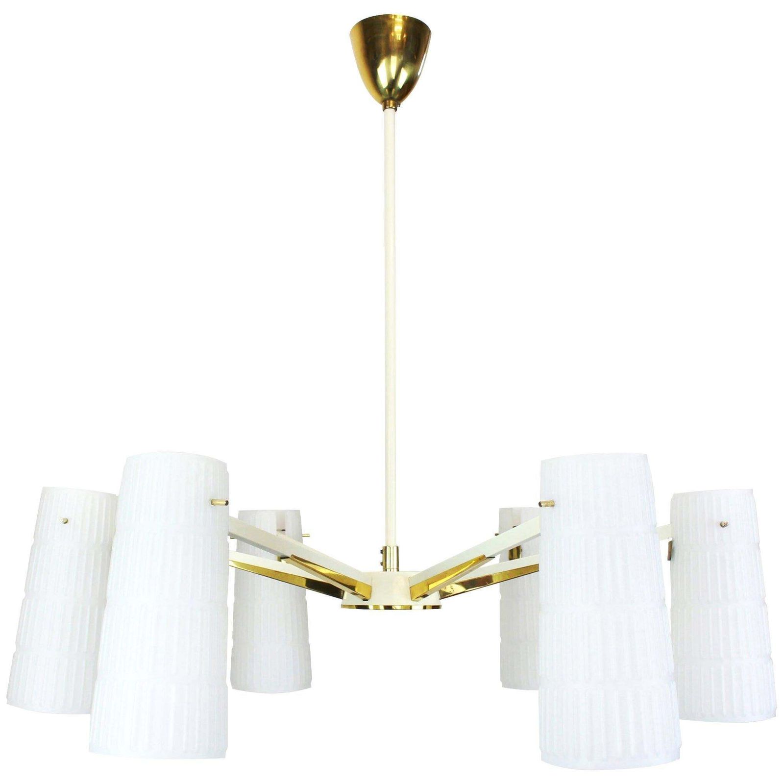 Large Italian Glass Sunburst Chandelier, Stilnovo, 1950s