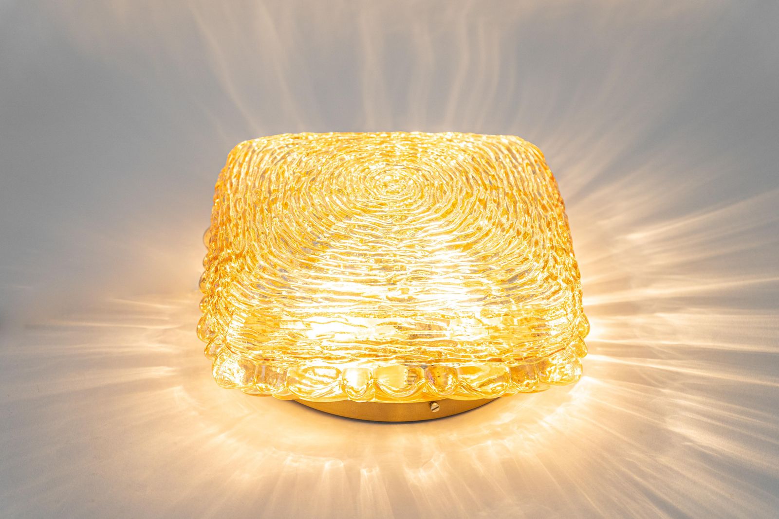 1 Of 10 Amber Glass Sconces In Thumbprint Shape, Germany, 1970s photo for sale