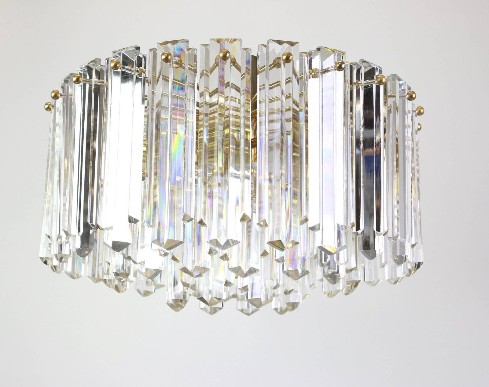 1 Of 2 Stunning Brass, Crystal Glass Light Fixture Floria, Kalmar, Austria, 1970 photo furniture